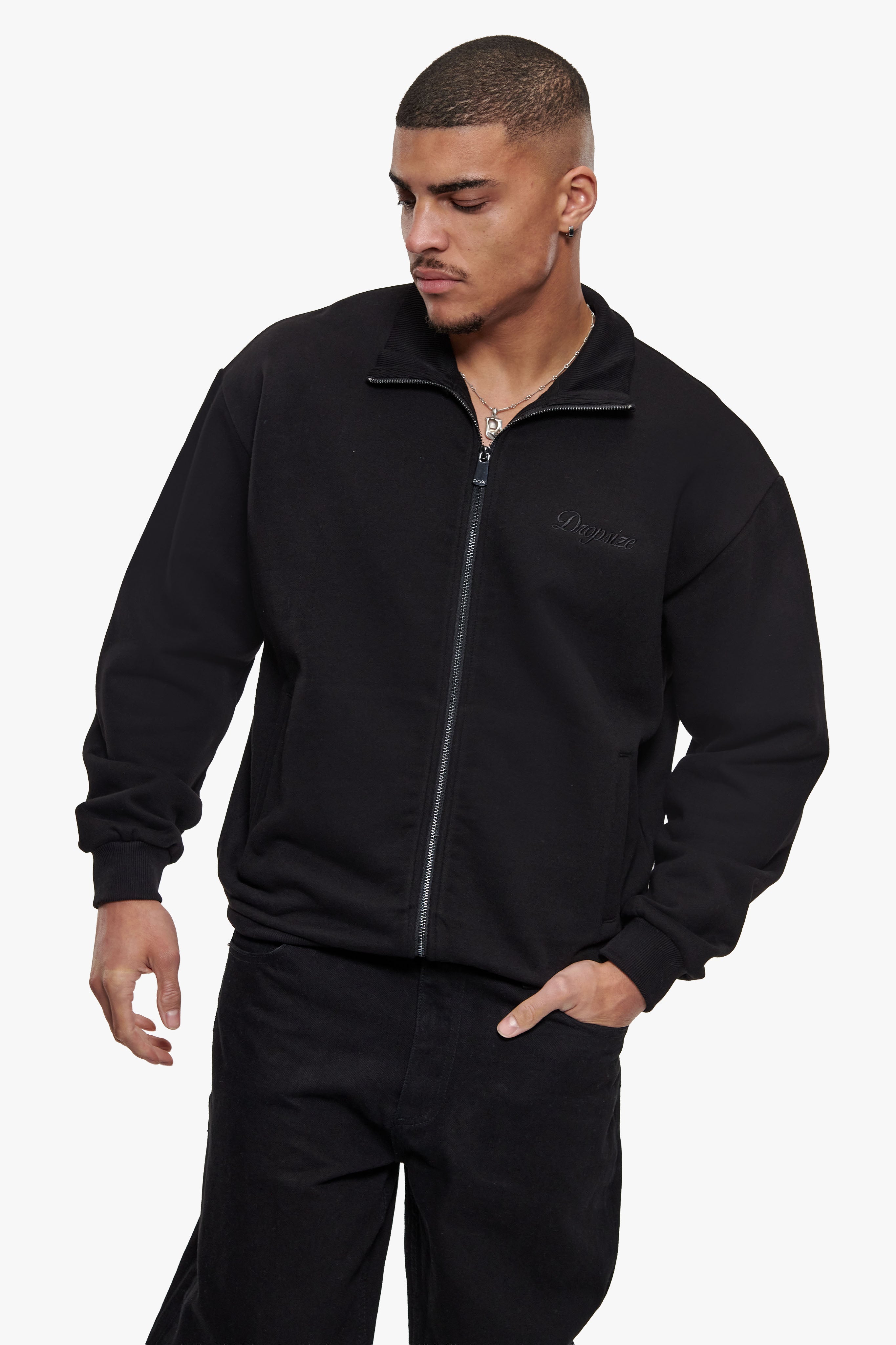 3D LOGO ZIPPER JACKET BLACK