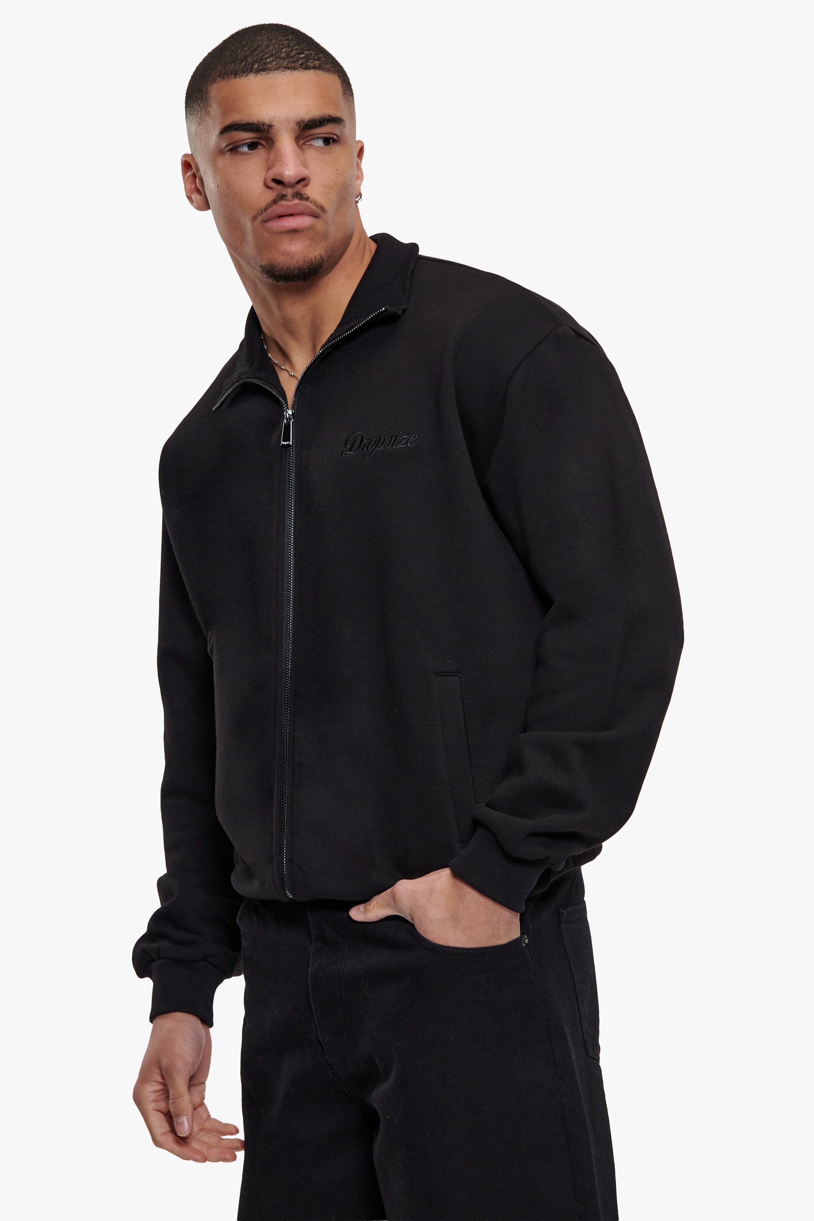 3D LOGO ZIPPER JACKET BLACK