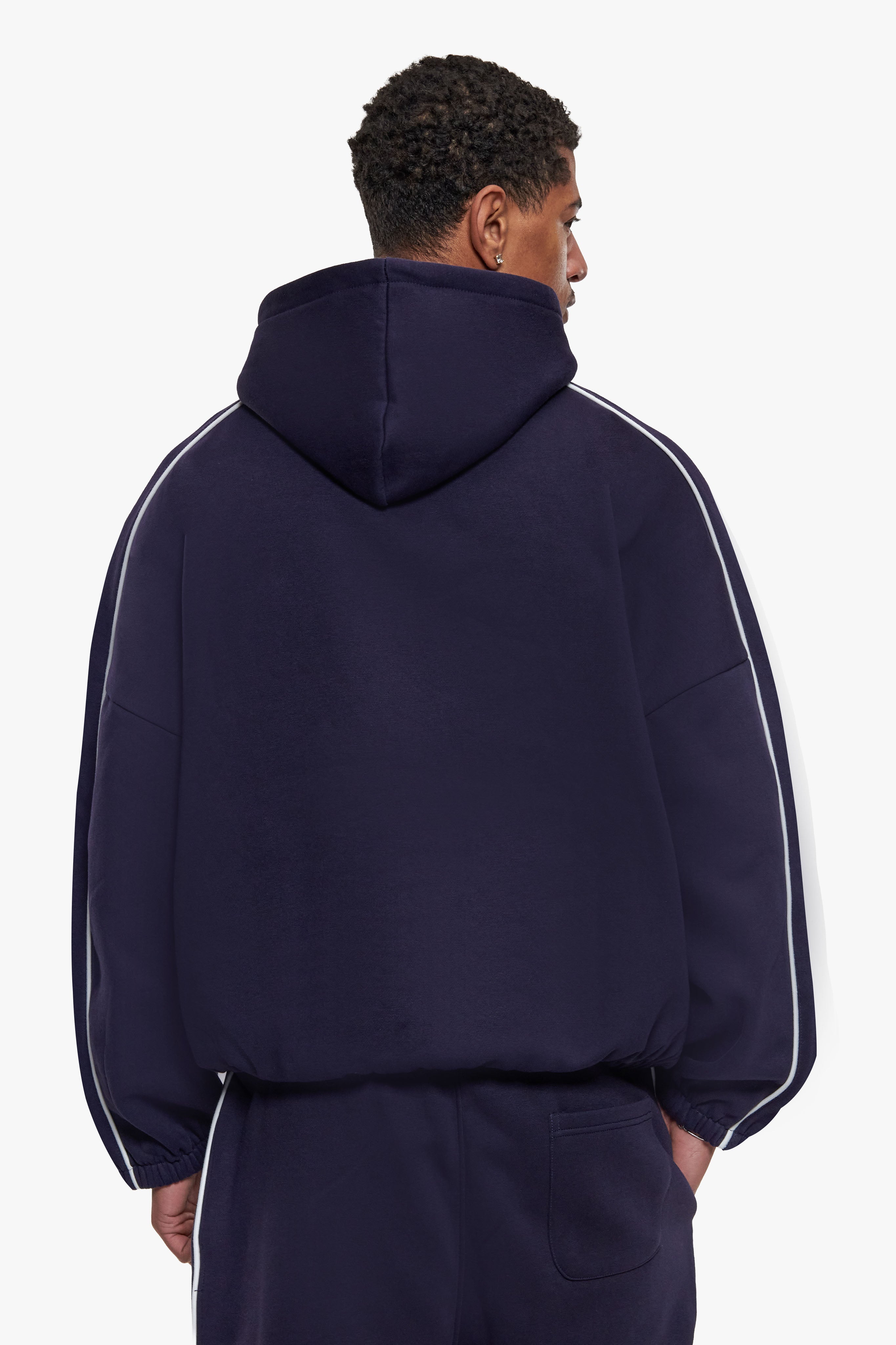 BOXY PIPING HOODIE NAVY BLUE