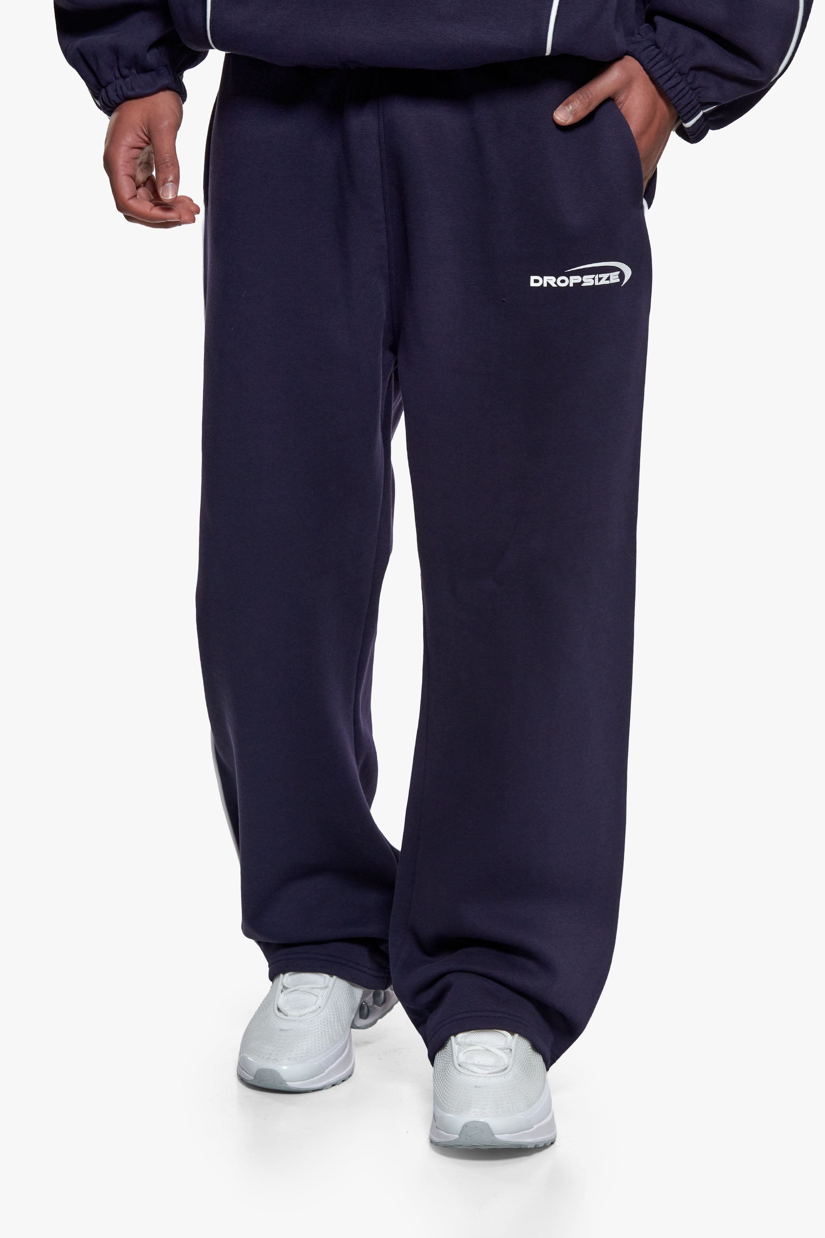 PIPING OPEN LEG JOGGER NAVY BLUE