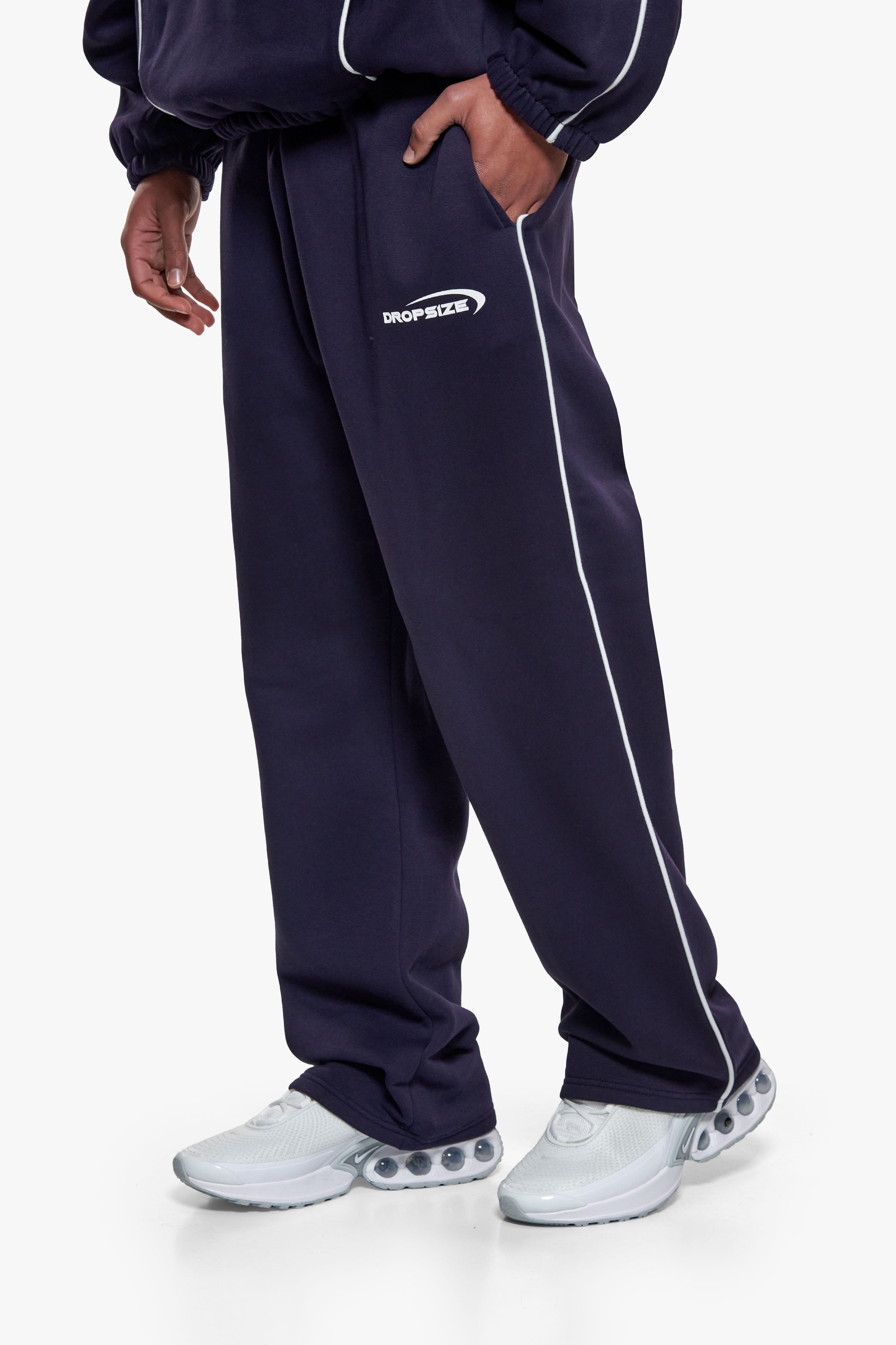 PIPING OPEN LEG JOGGER NAVY BLUE