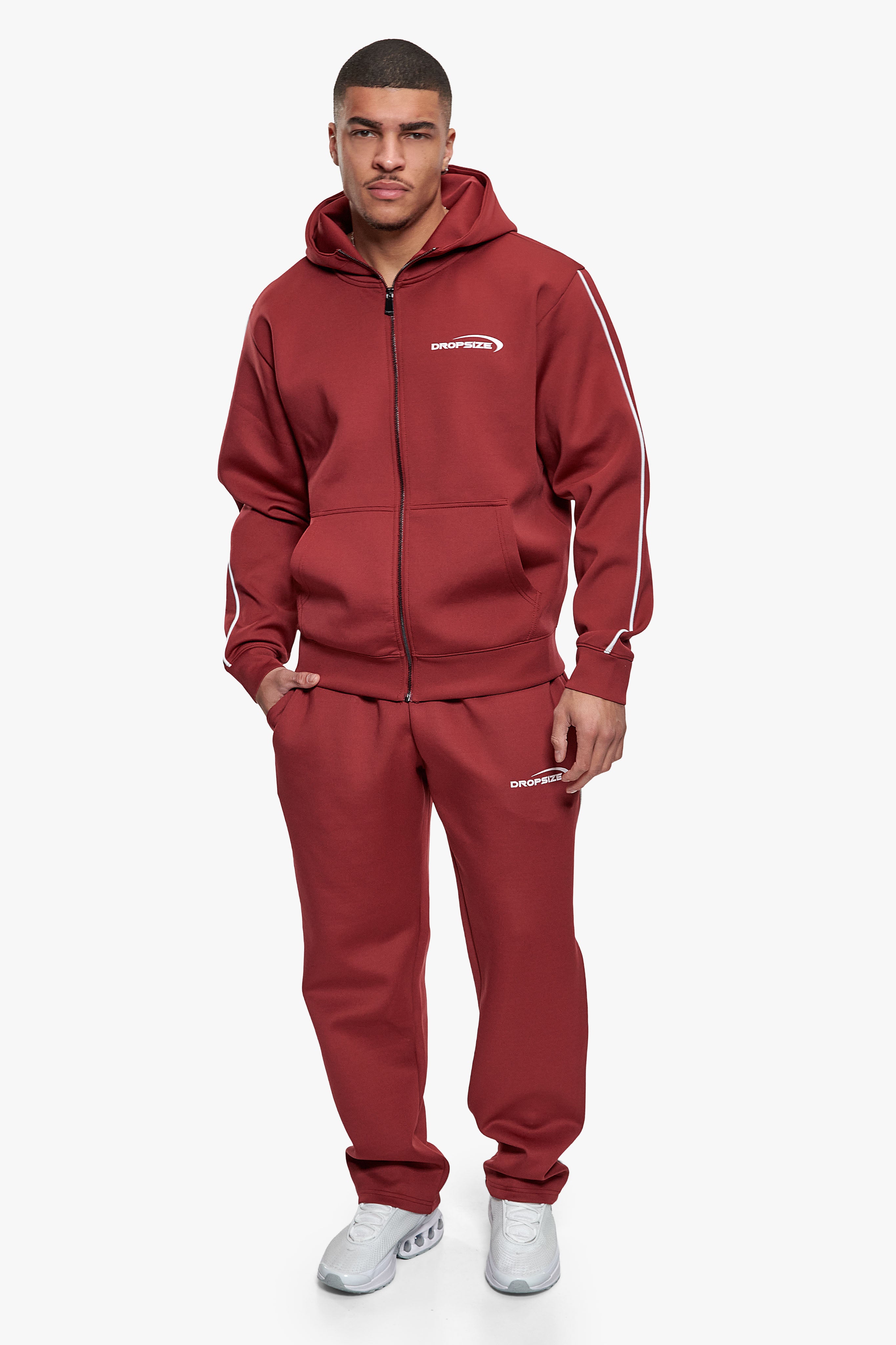 SCUBA ZIP HOODIE BURGUNDY RED