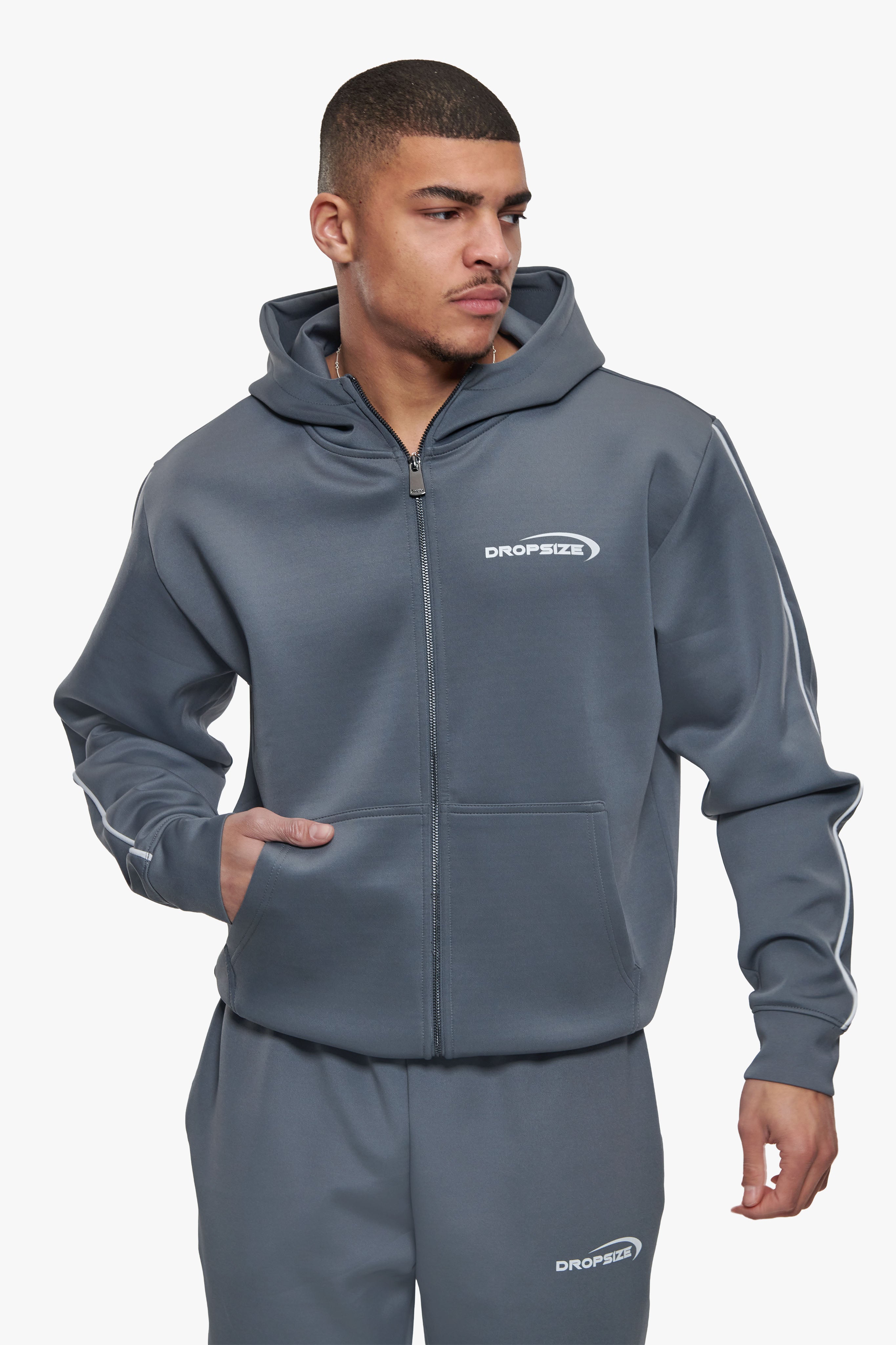 SCUBA ZIP HOODIE STEEL GREY