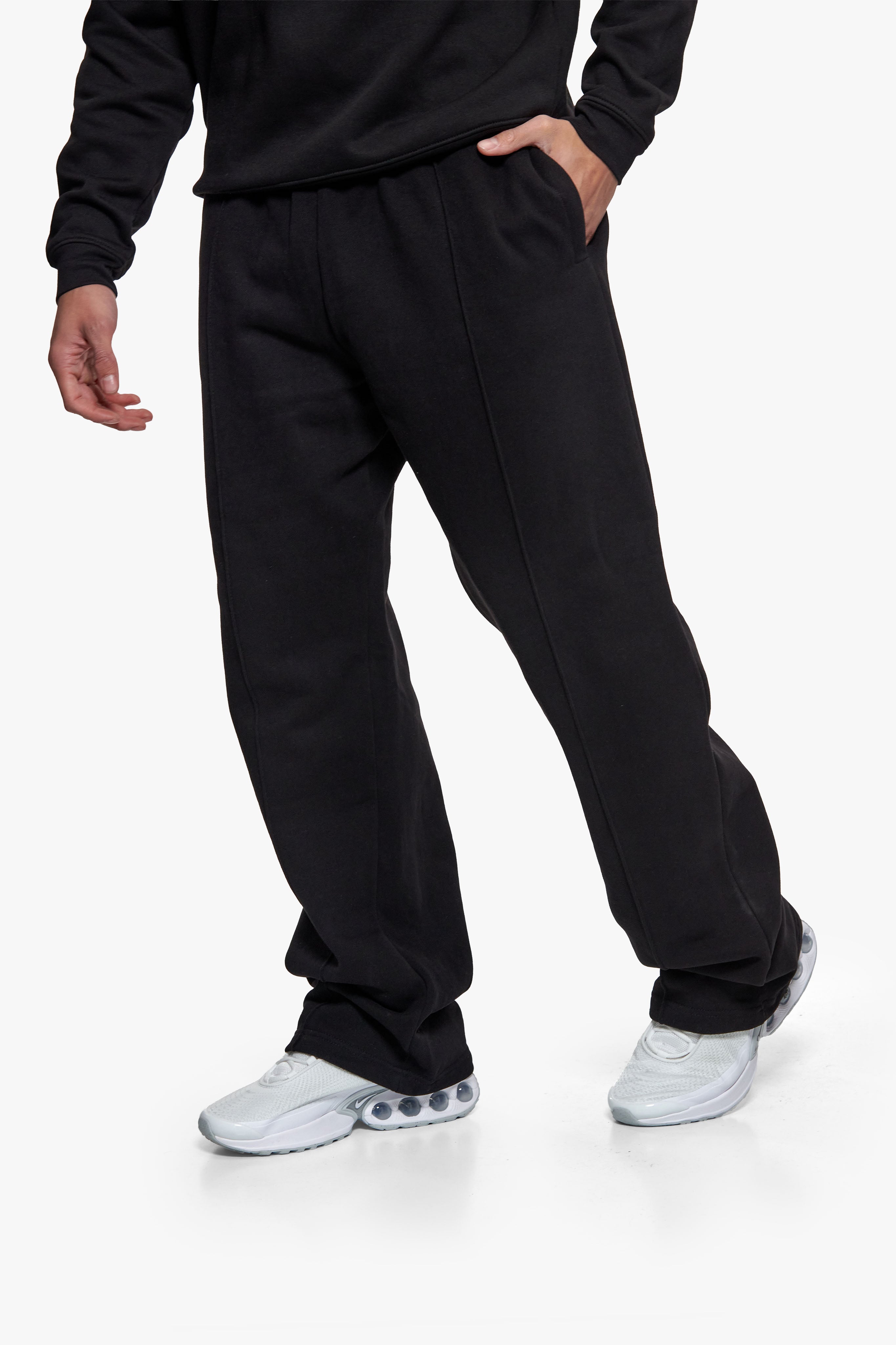 URBAN PINTUCK OPEN LEG JOGGER BLACK