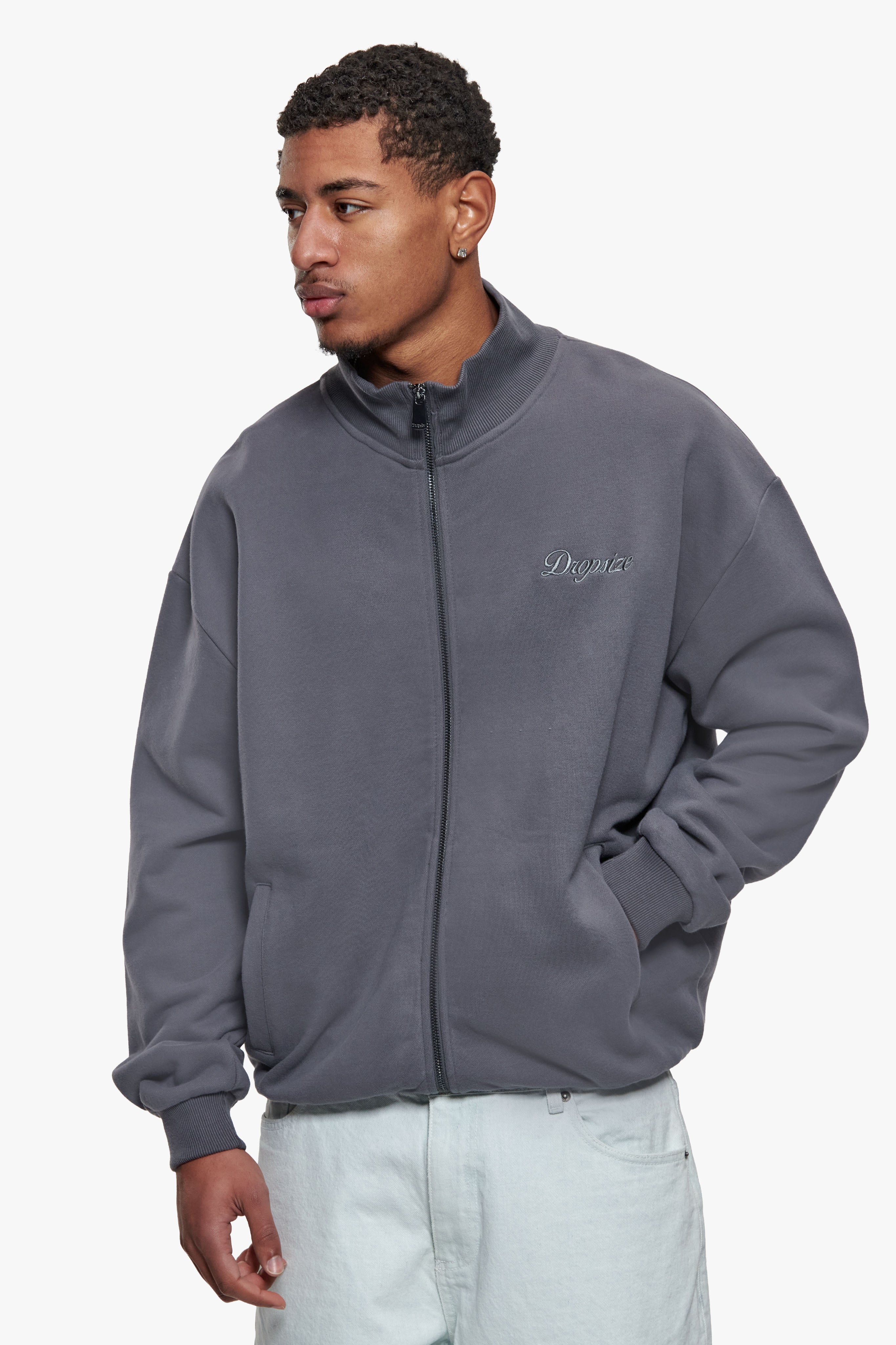 3D LOGO ZIPPER JACKET STEEL GREY