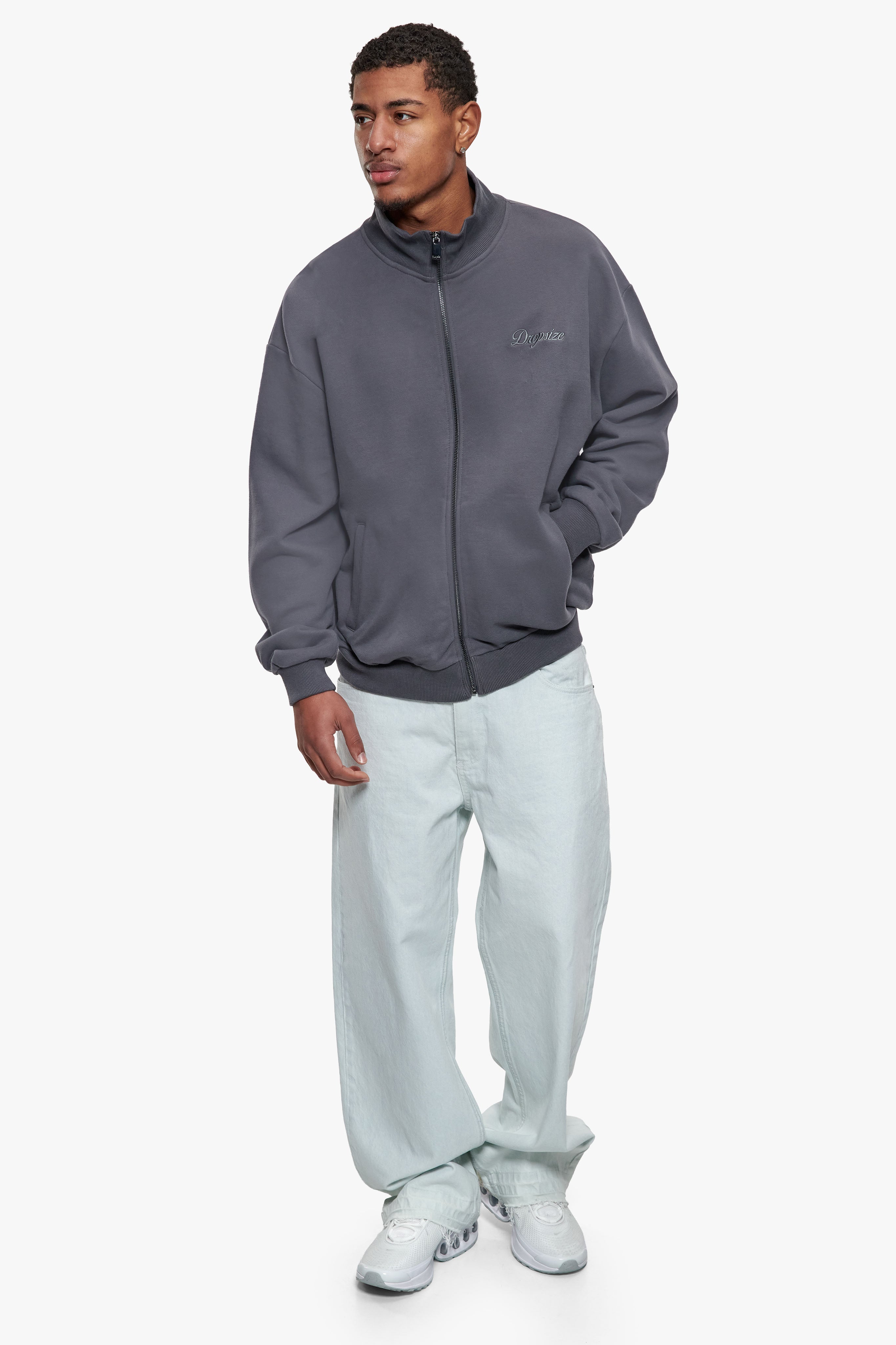 3D LOGO ZIPPER JACKET STEEL GREY