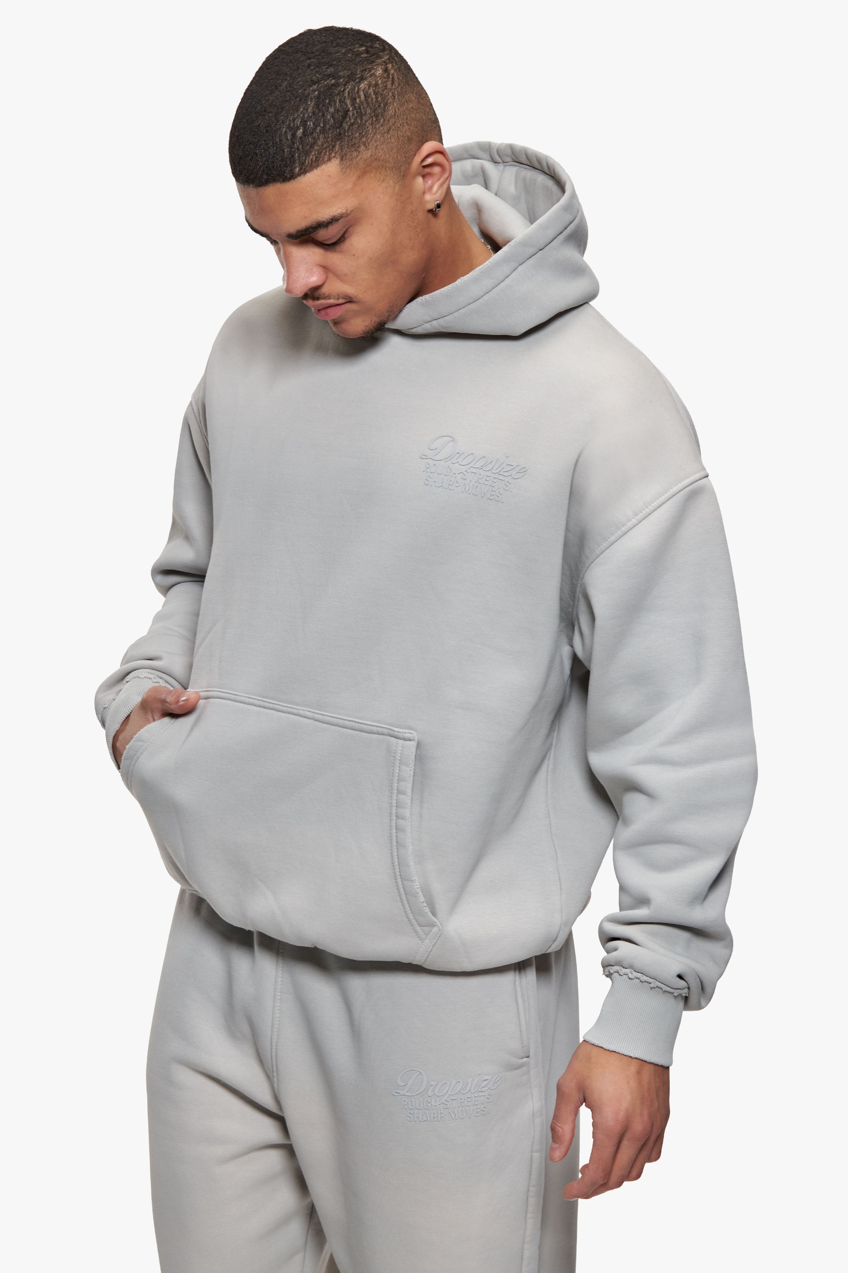 ROUGH HOODIE BLEACHED GREY
