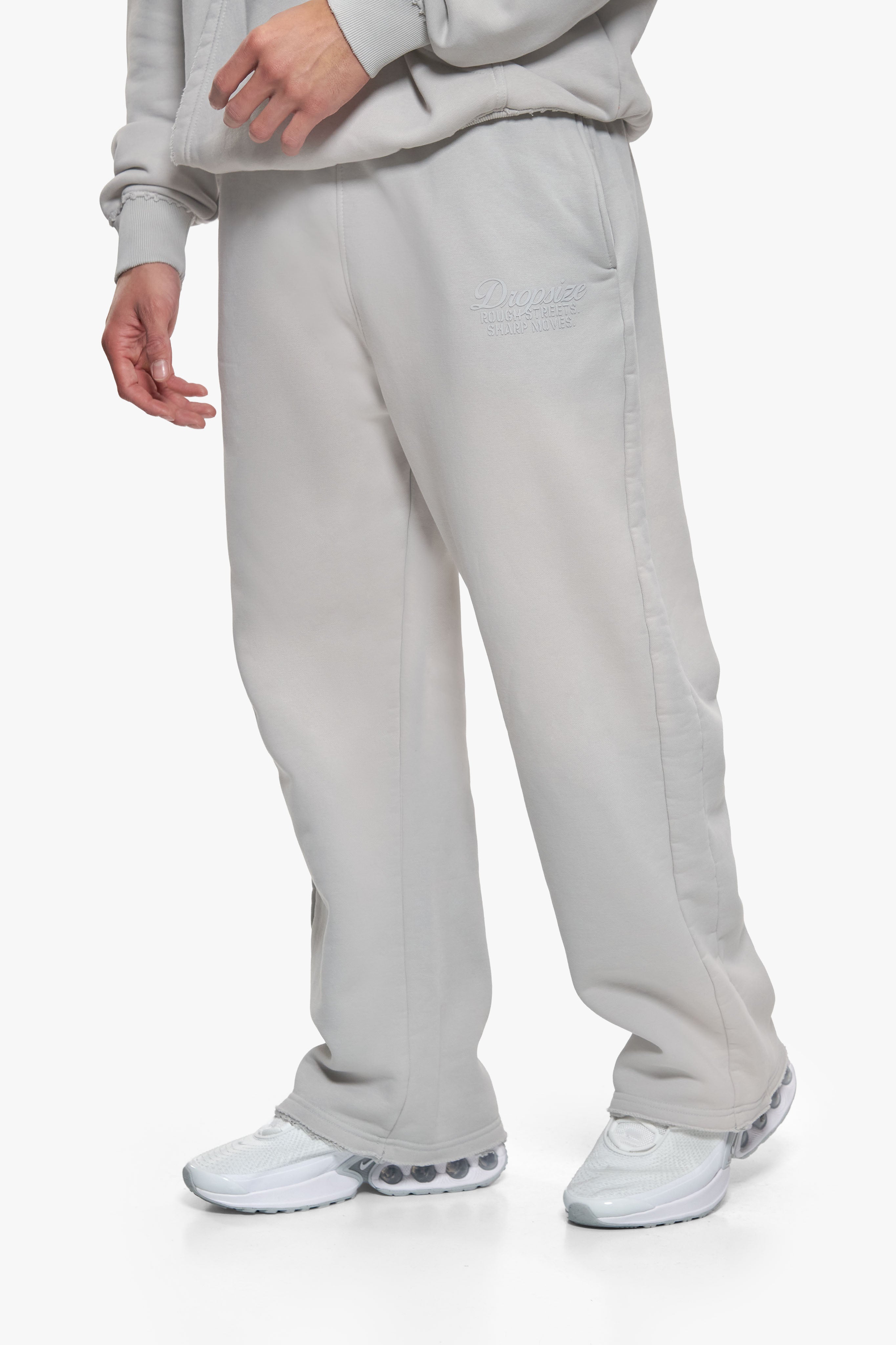 BLEACHED OPEN LEG JOGGER LIGHT GREY