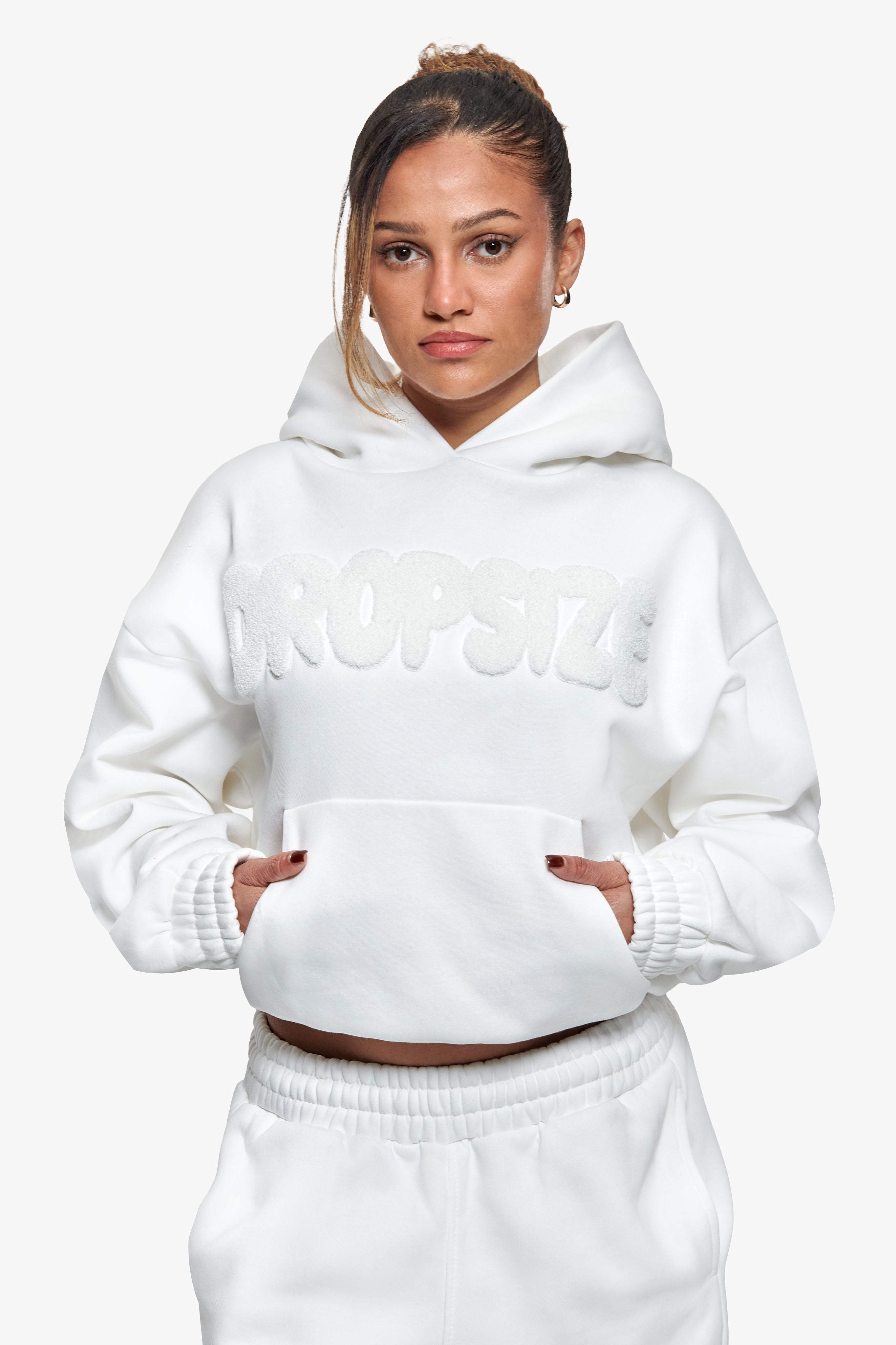 FROTTEE PATCH WOMEN BOMBER HOODIE CREAM WHITE