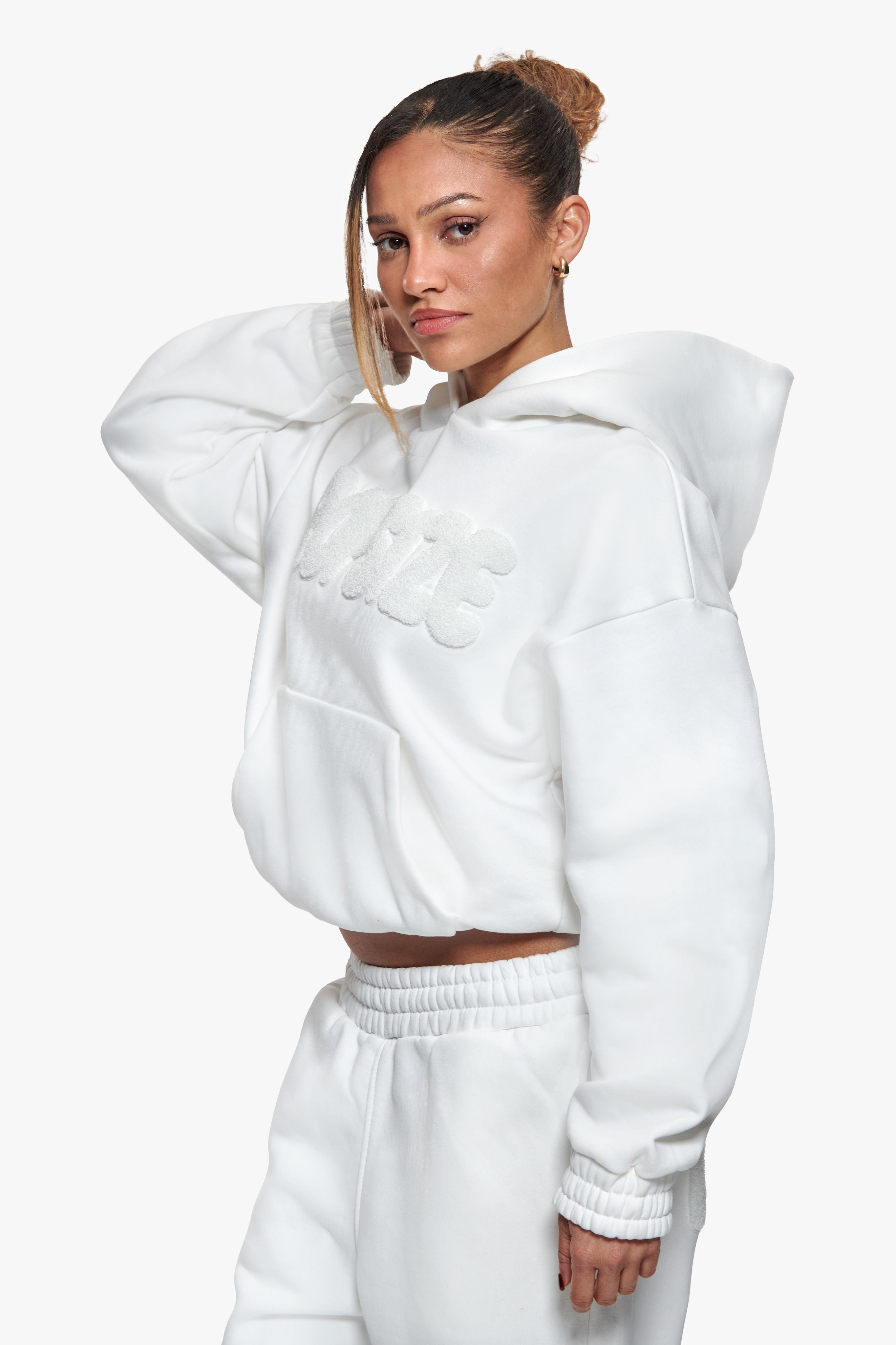 FROTTEE PATCH WOMEN BOMBER HOODIE CREAM WHITE