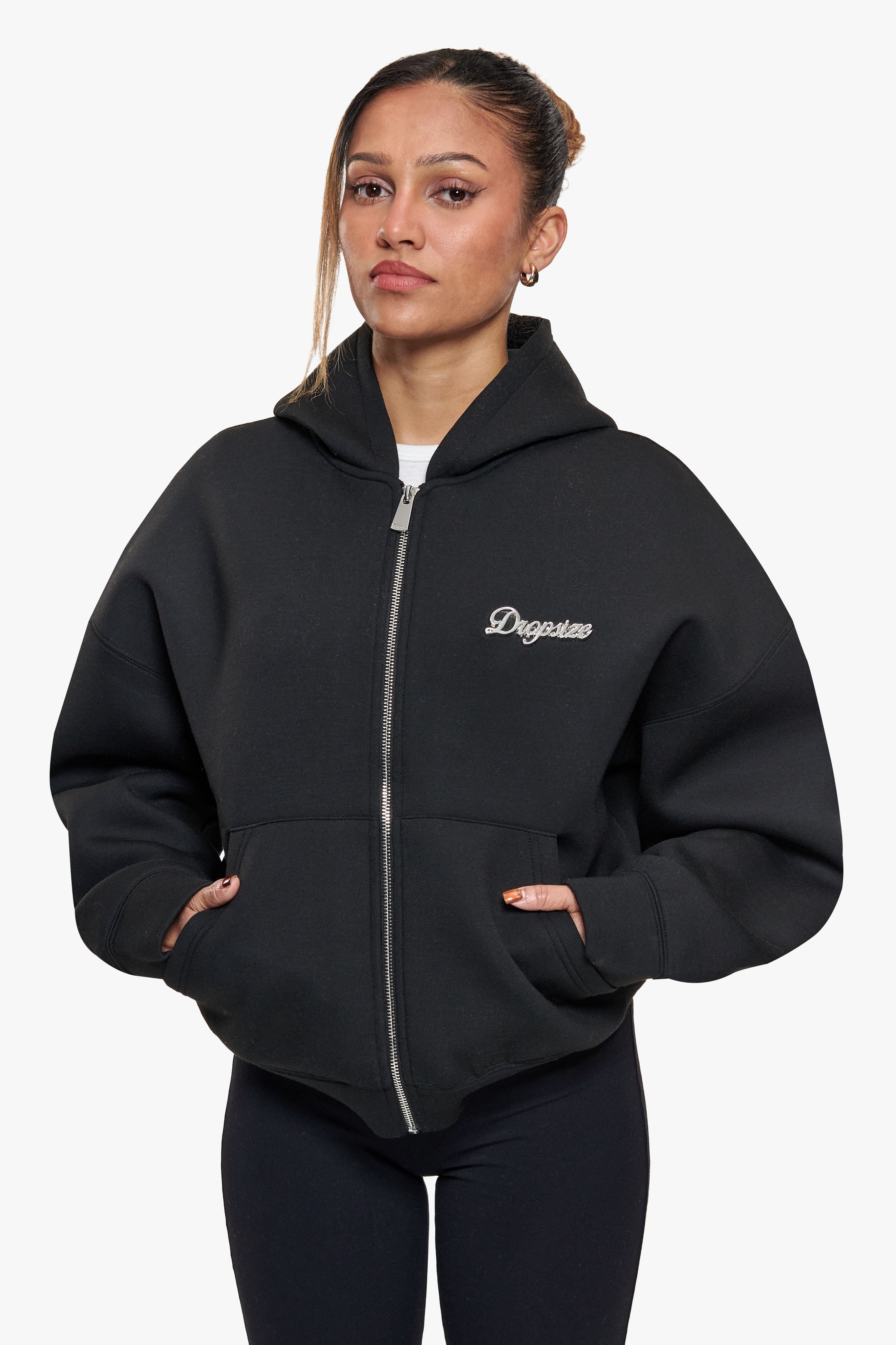 WOMEN SCUBA ZIP-HOODIE BLACK
