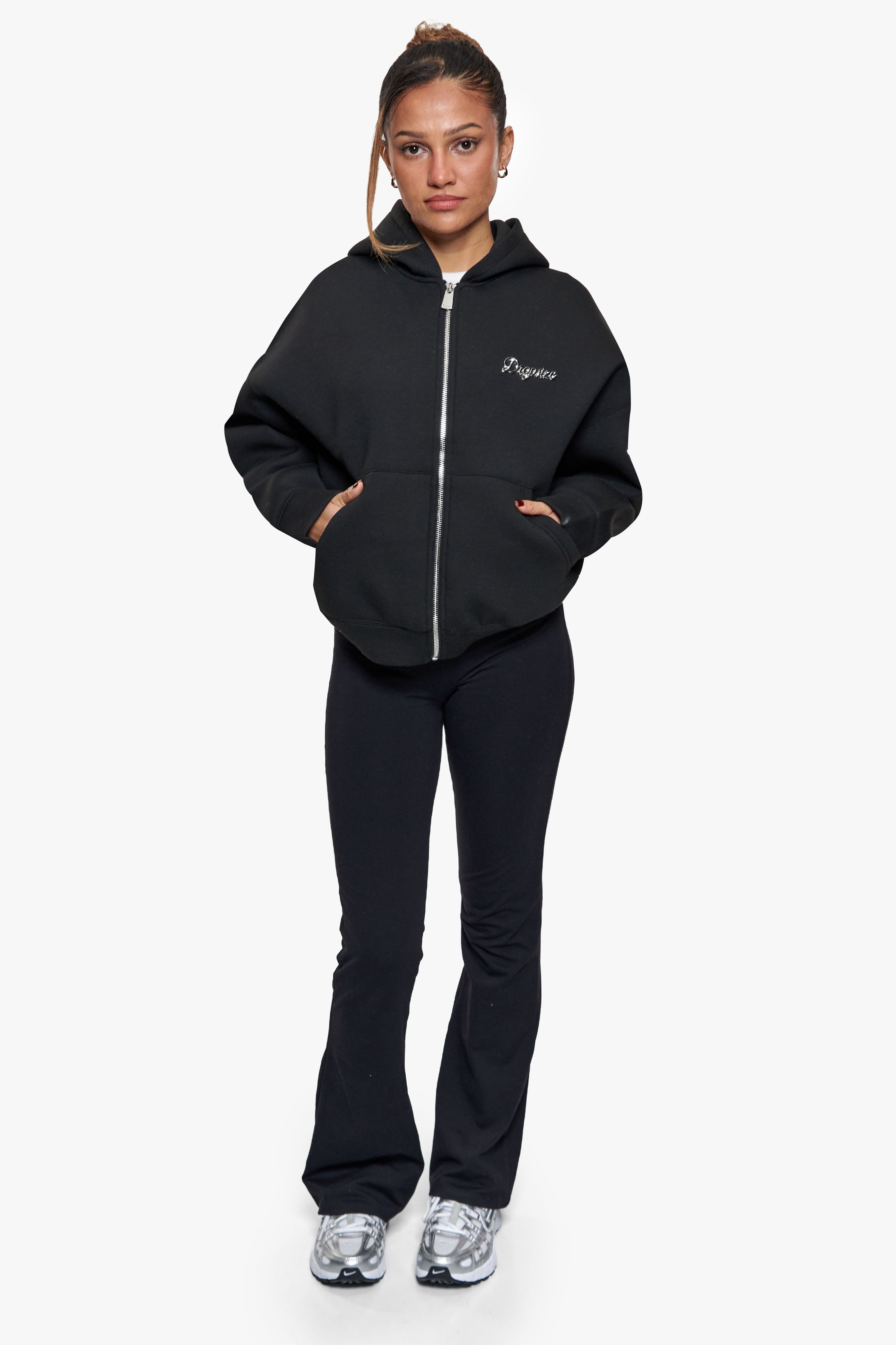 WOMEN SCUBA ZIP-HOODIE BLACK