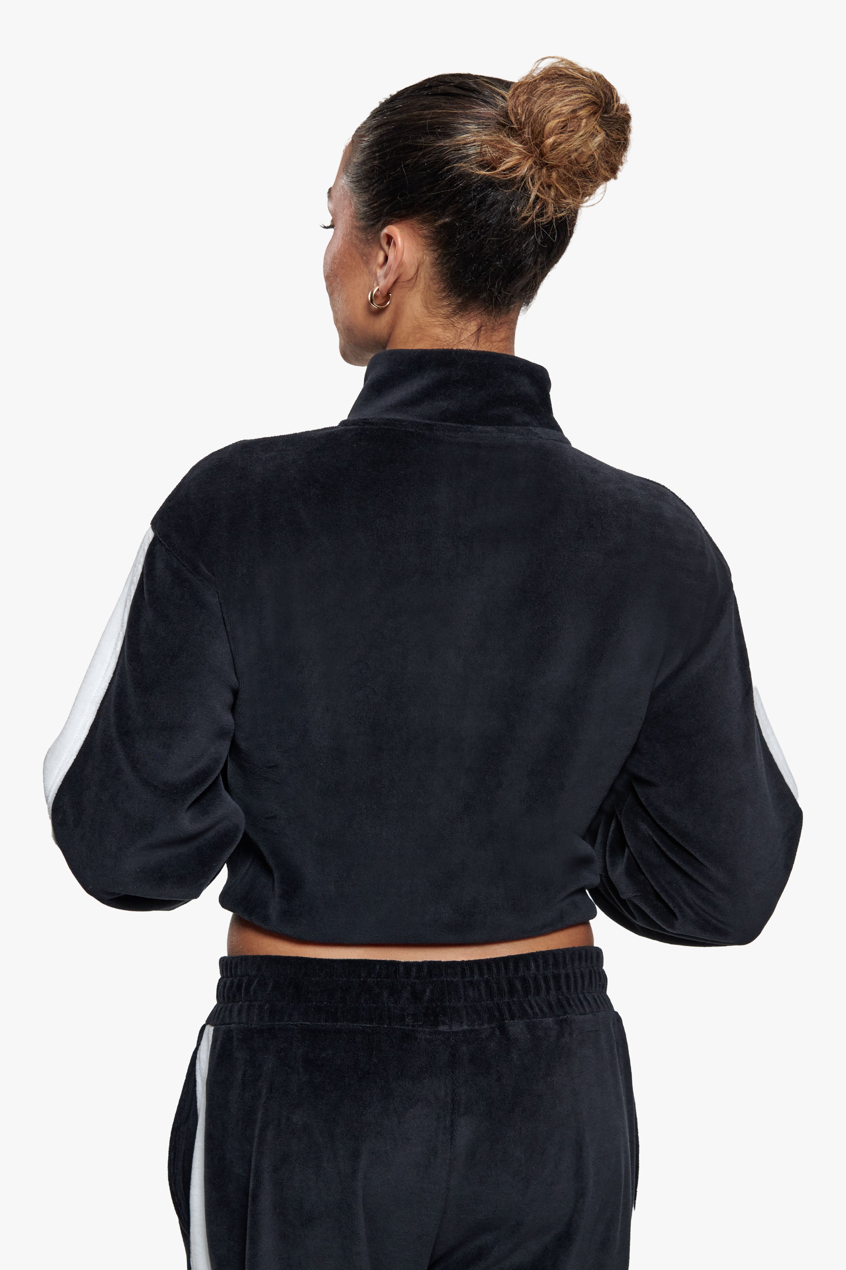 WOMEN VELVET ZIP JACKET BLACK