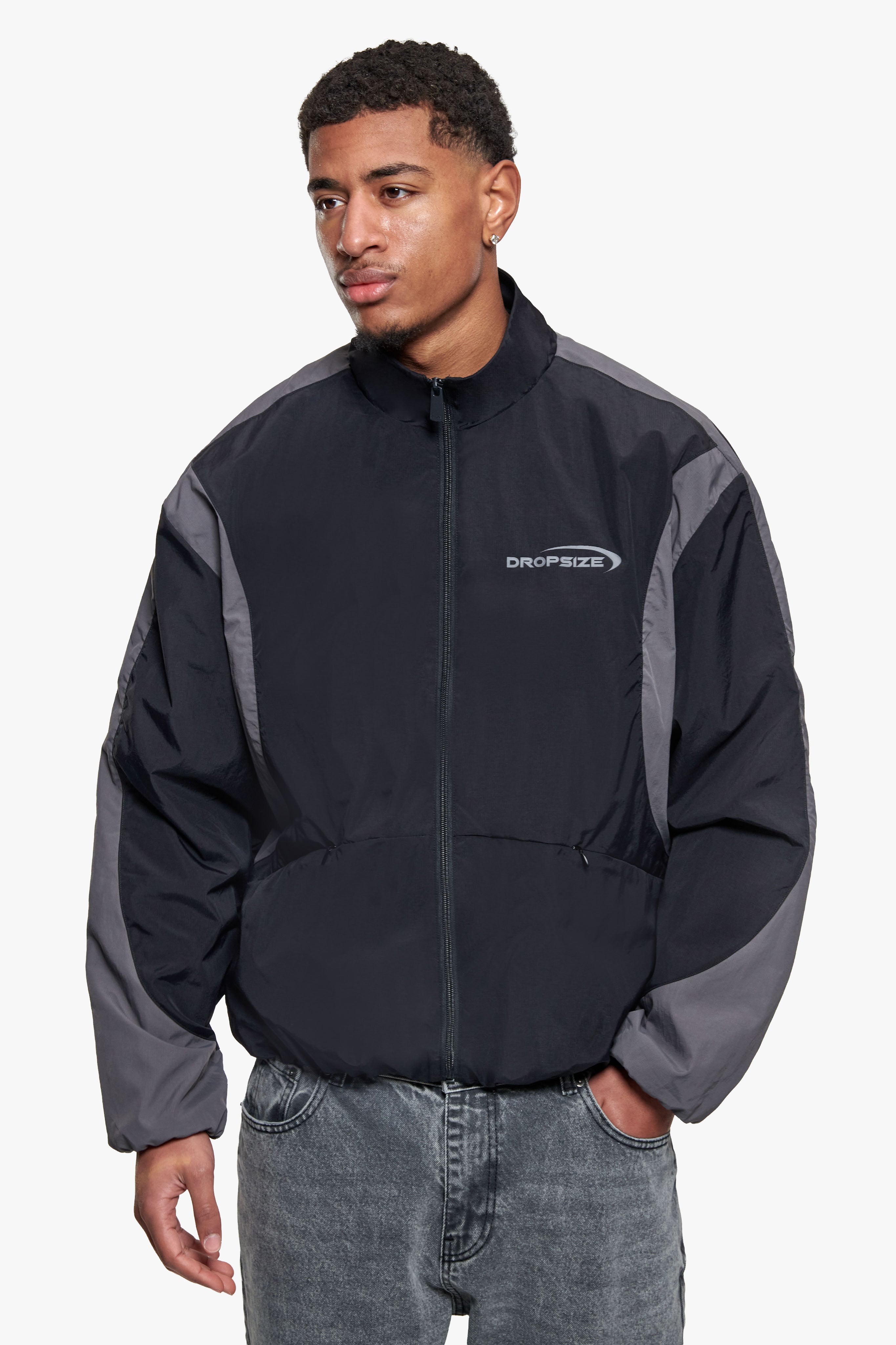 TWO COLOR TRACK JACKET BLACK