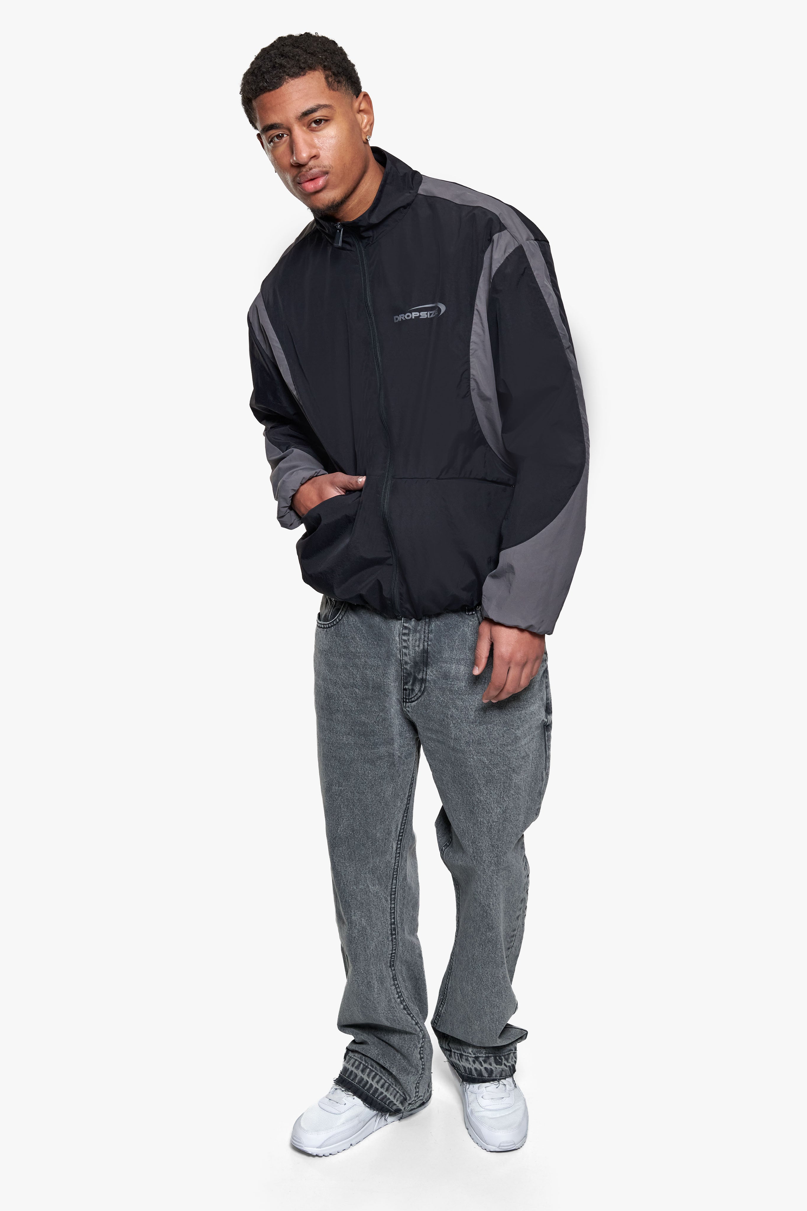 TWO COLOR TRACK JACKET BLACK