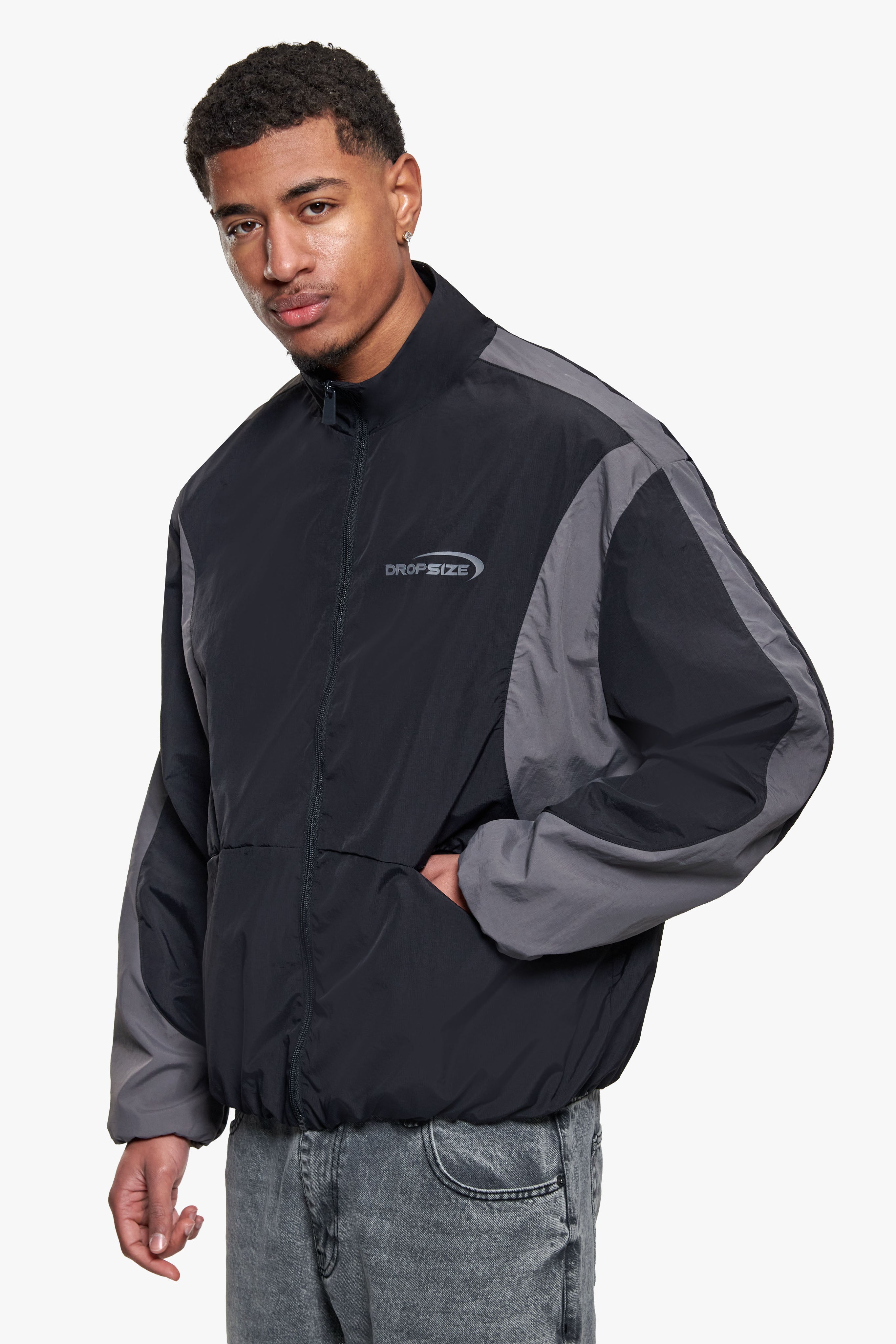 TWO COLOR TRACK JACKET BLACK