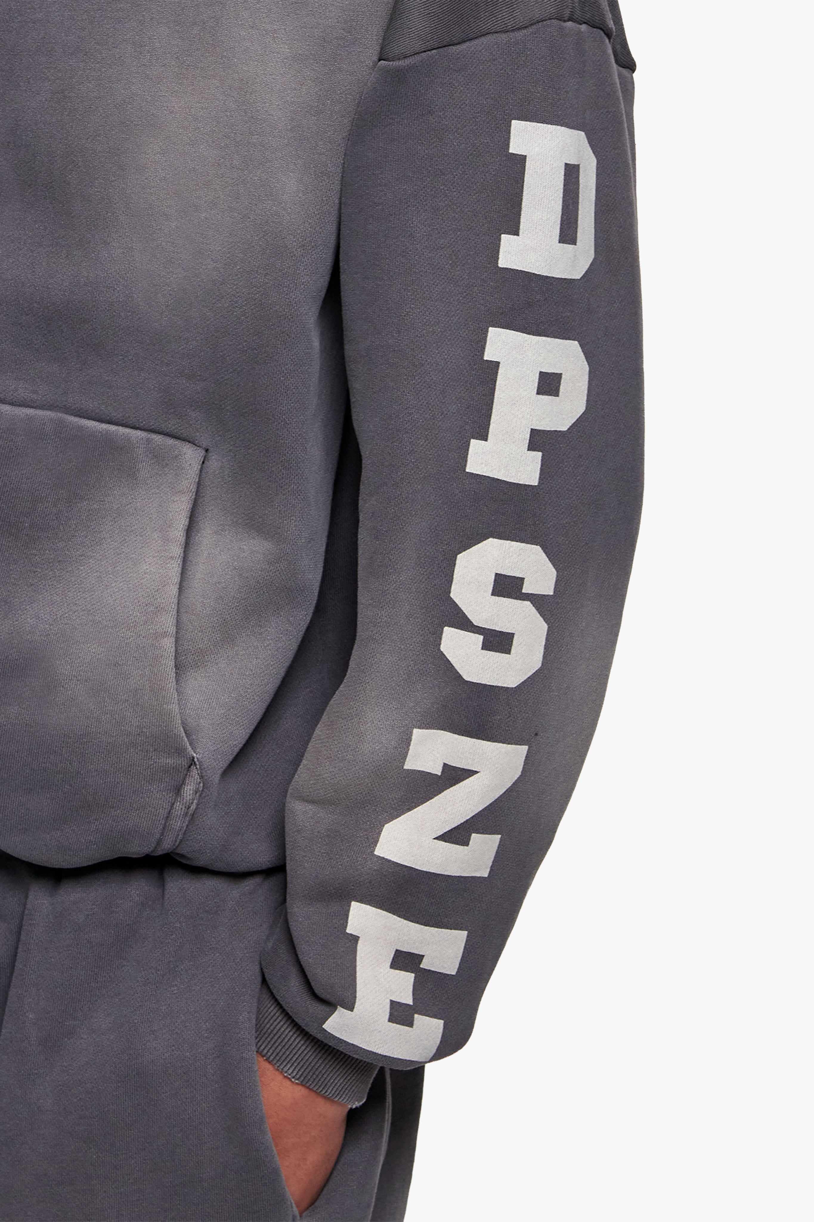 SPRAY ZIP HOODIE  ACID WASHED GREY