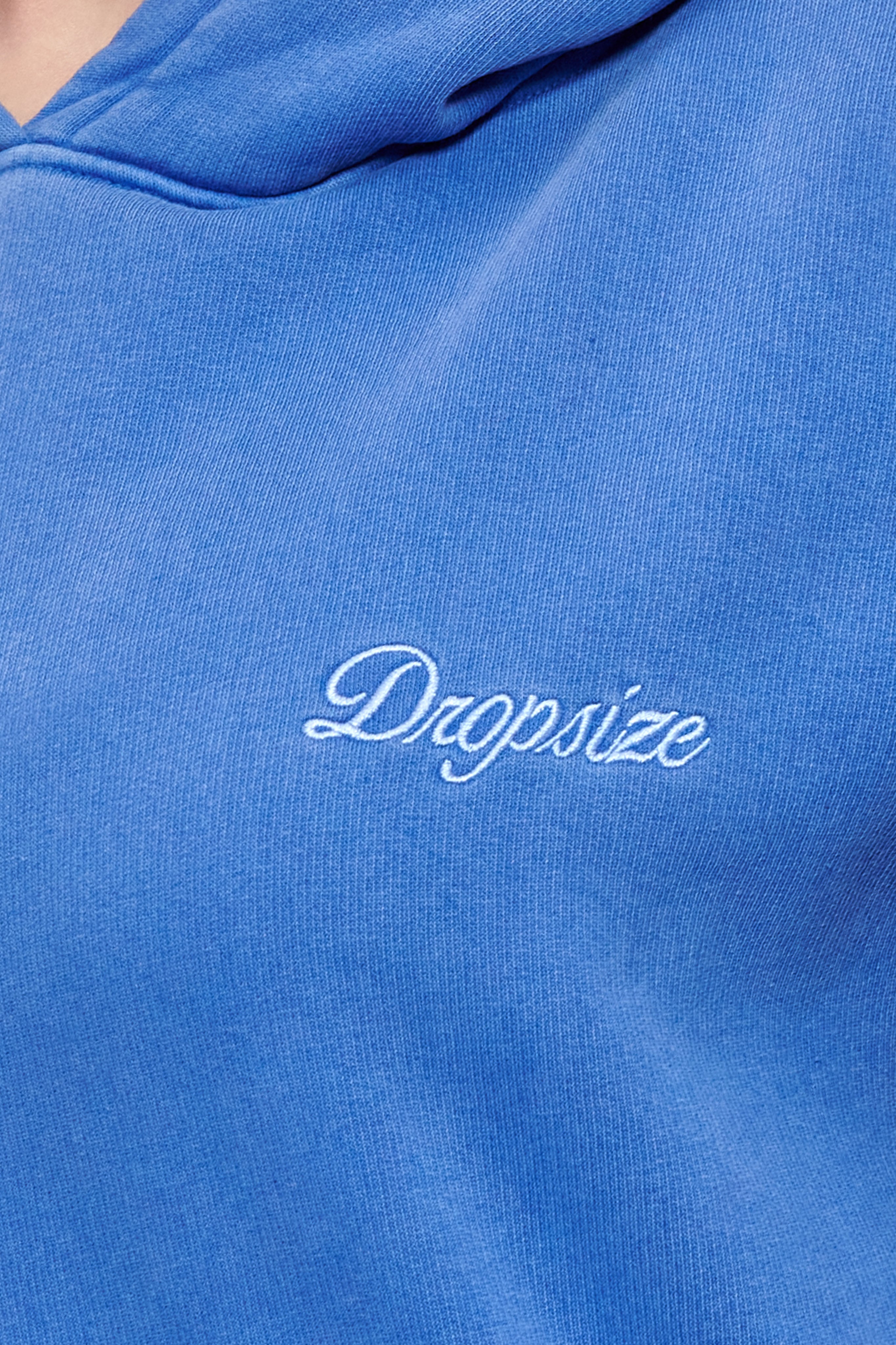 WOMEN CONTRAST EMBO HOODIE WASHED BLUE