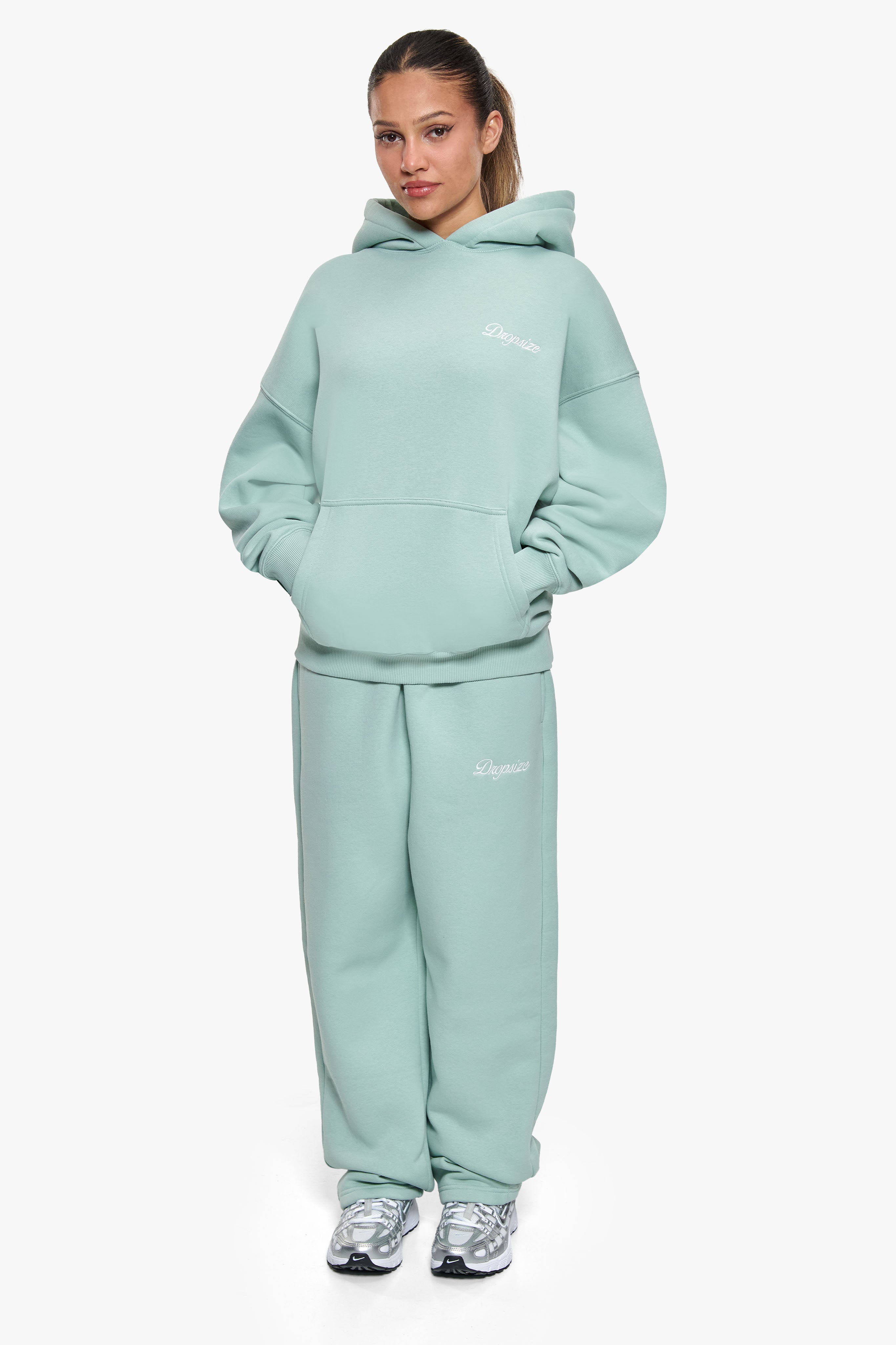 WOMEN CONTRAST EMBO HOODIE HARBOR GREY