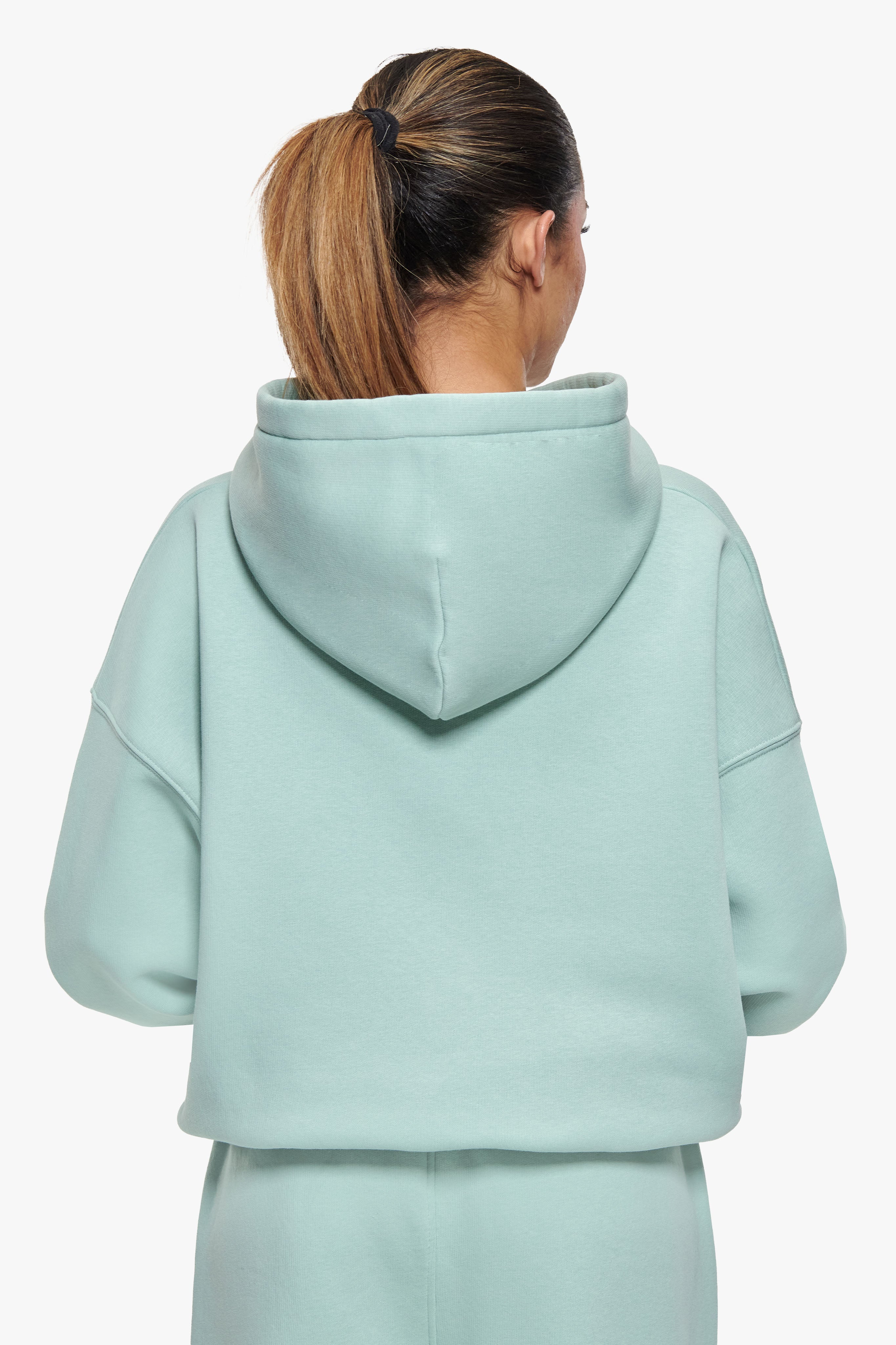 WOMEN CONTRAST EMBO HOODIE HARBOR GREY