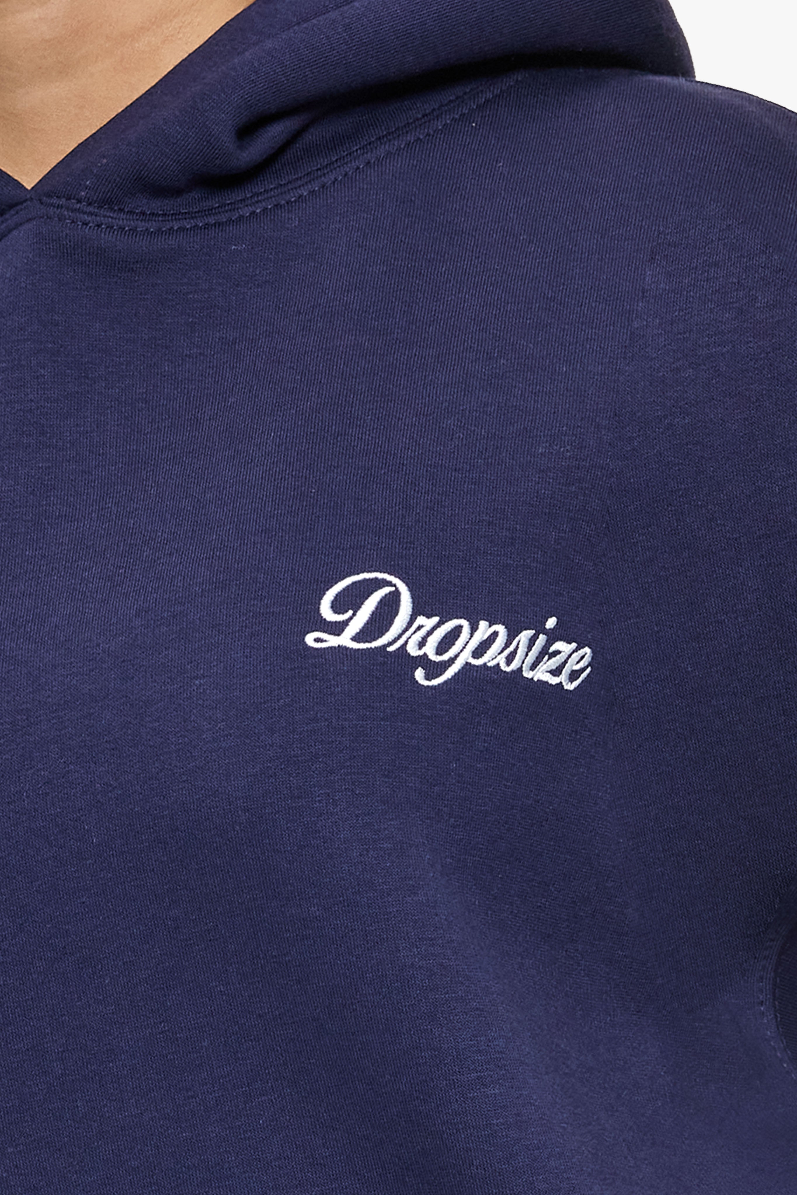 WOMEN CONTRAST EMBO HOODIE NAVY