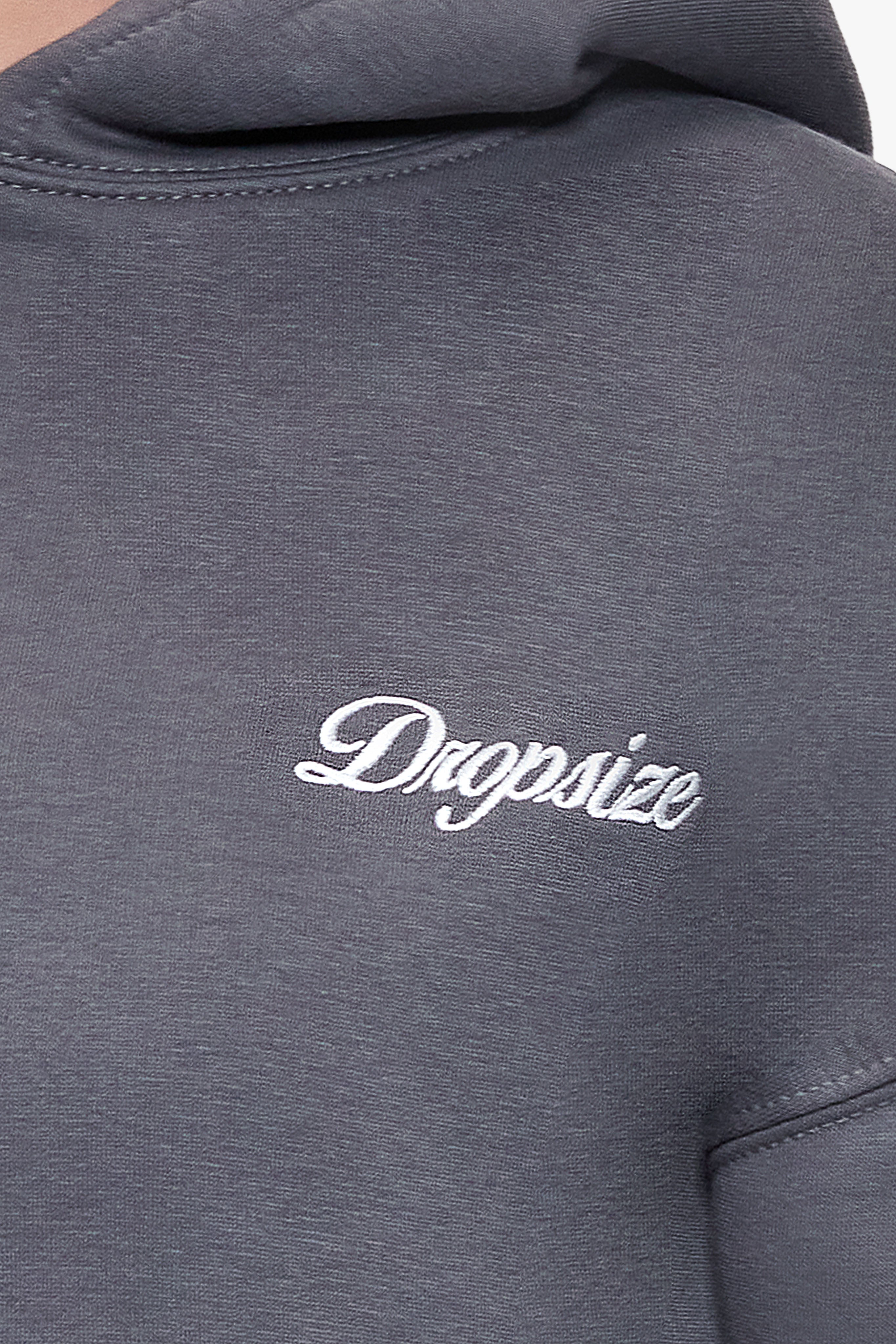 WOMEN CONTRAST EMBO HOODIE STEEL GREY