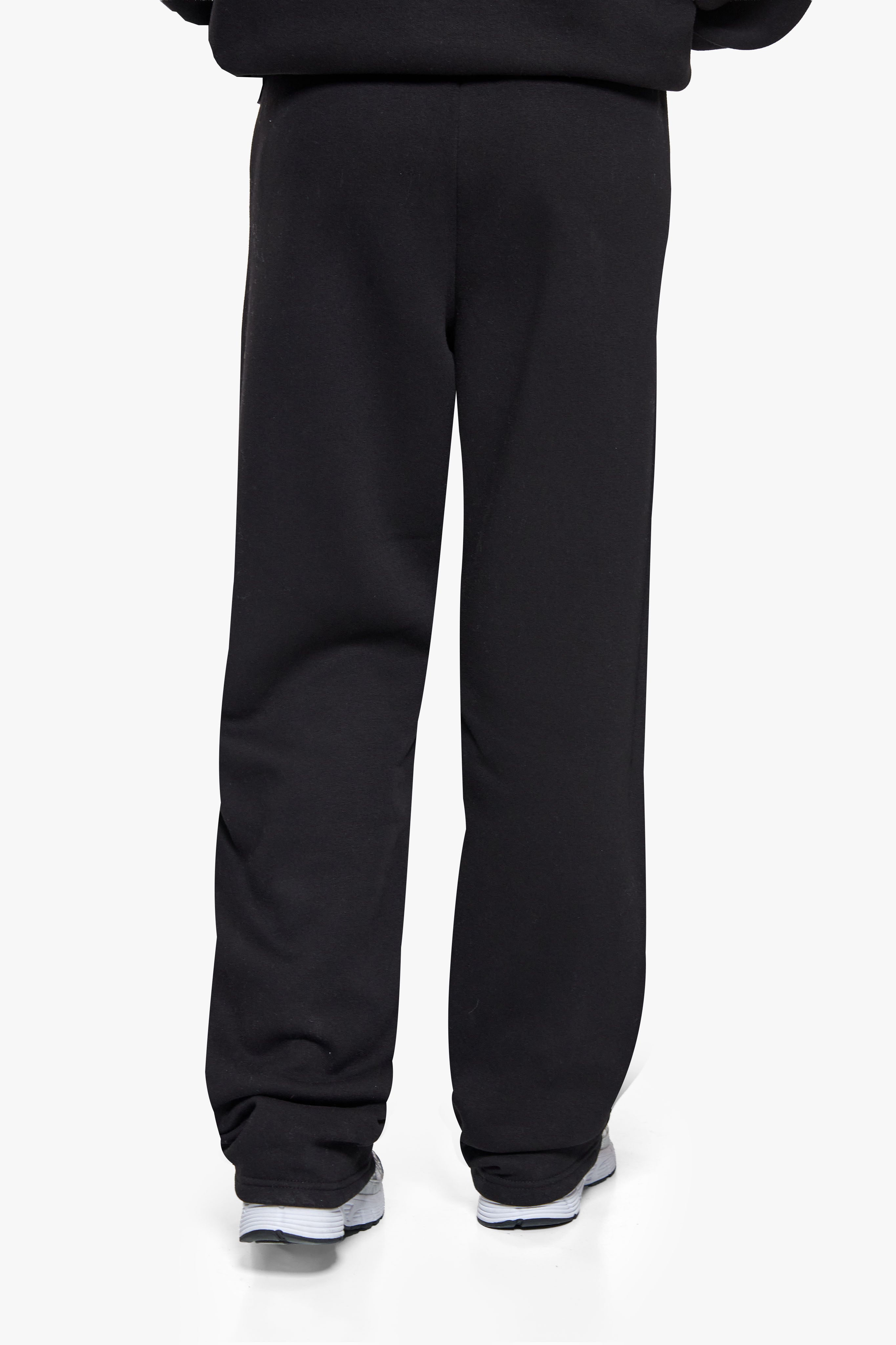 WOMEN CONTRAST OPEN LEG JOGGER BLACK