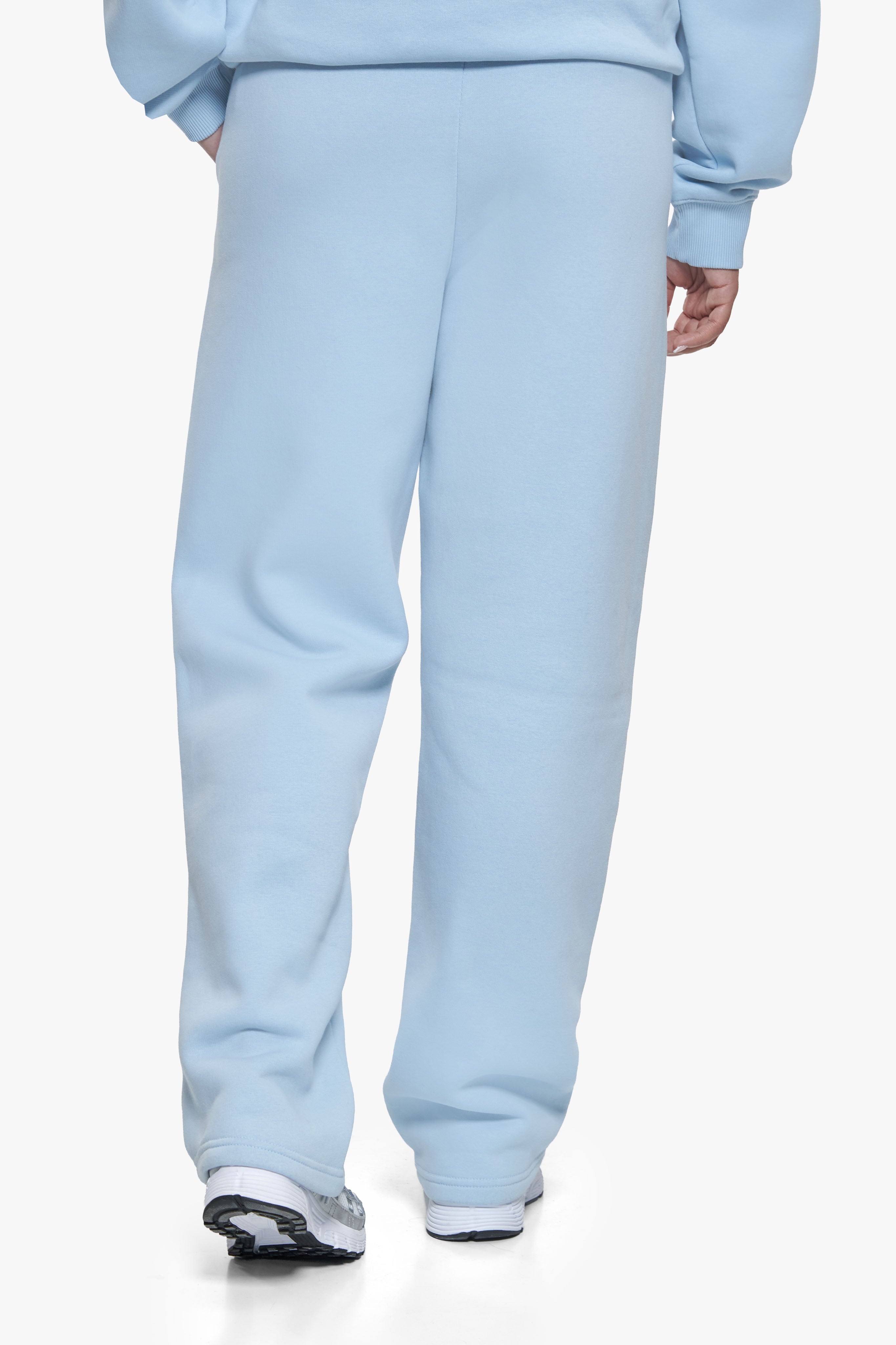 WOMEN CONTRAST OPEN LEG JOGGER BABY BLUE