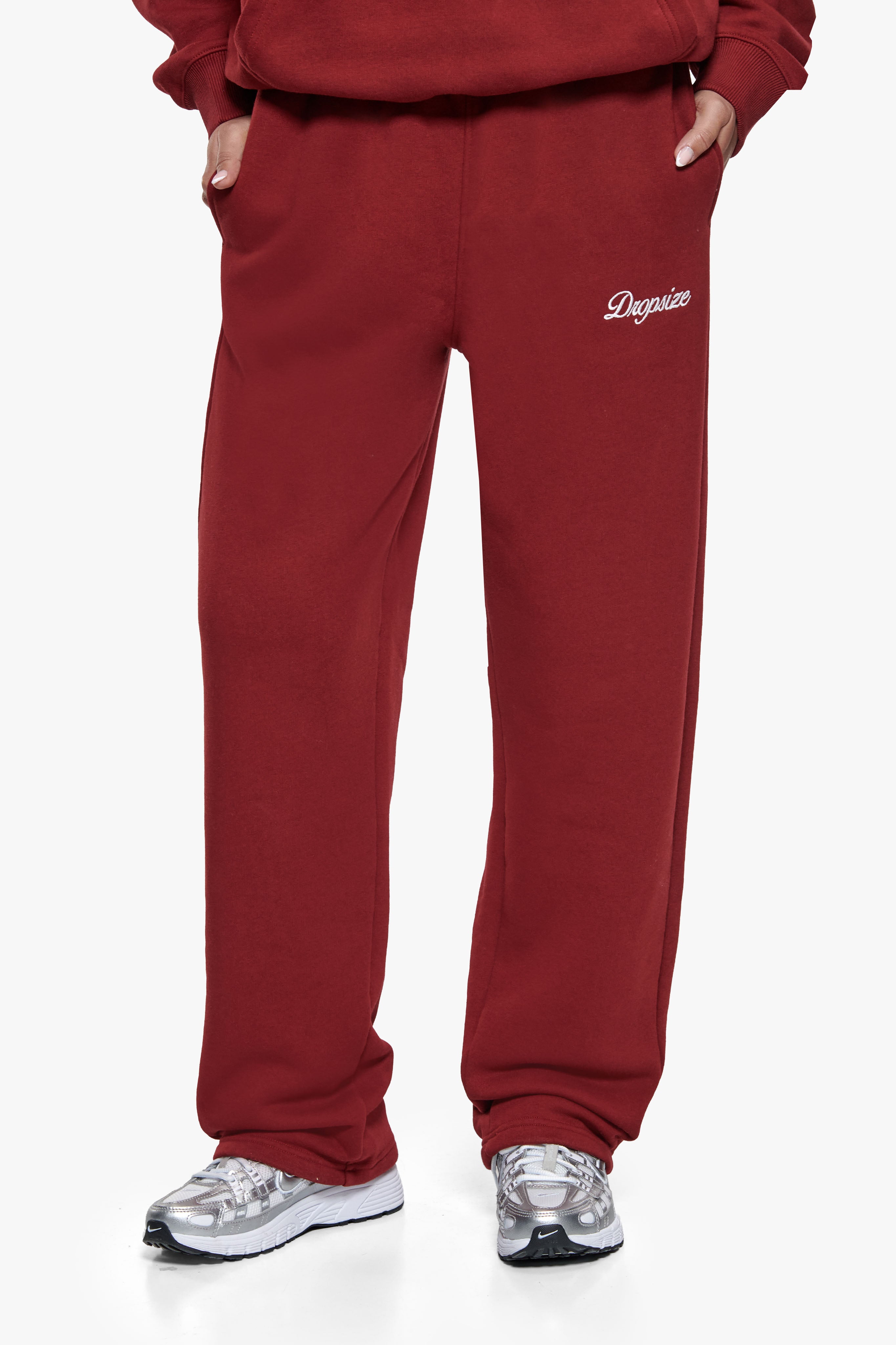 WOMEN CONTRAST OPEN LEG JOGGER CRANBERRY
