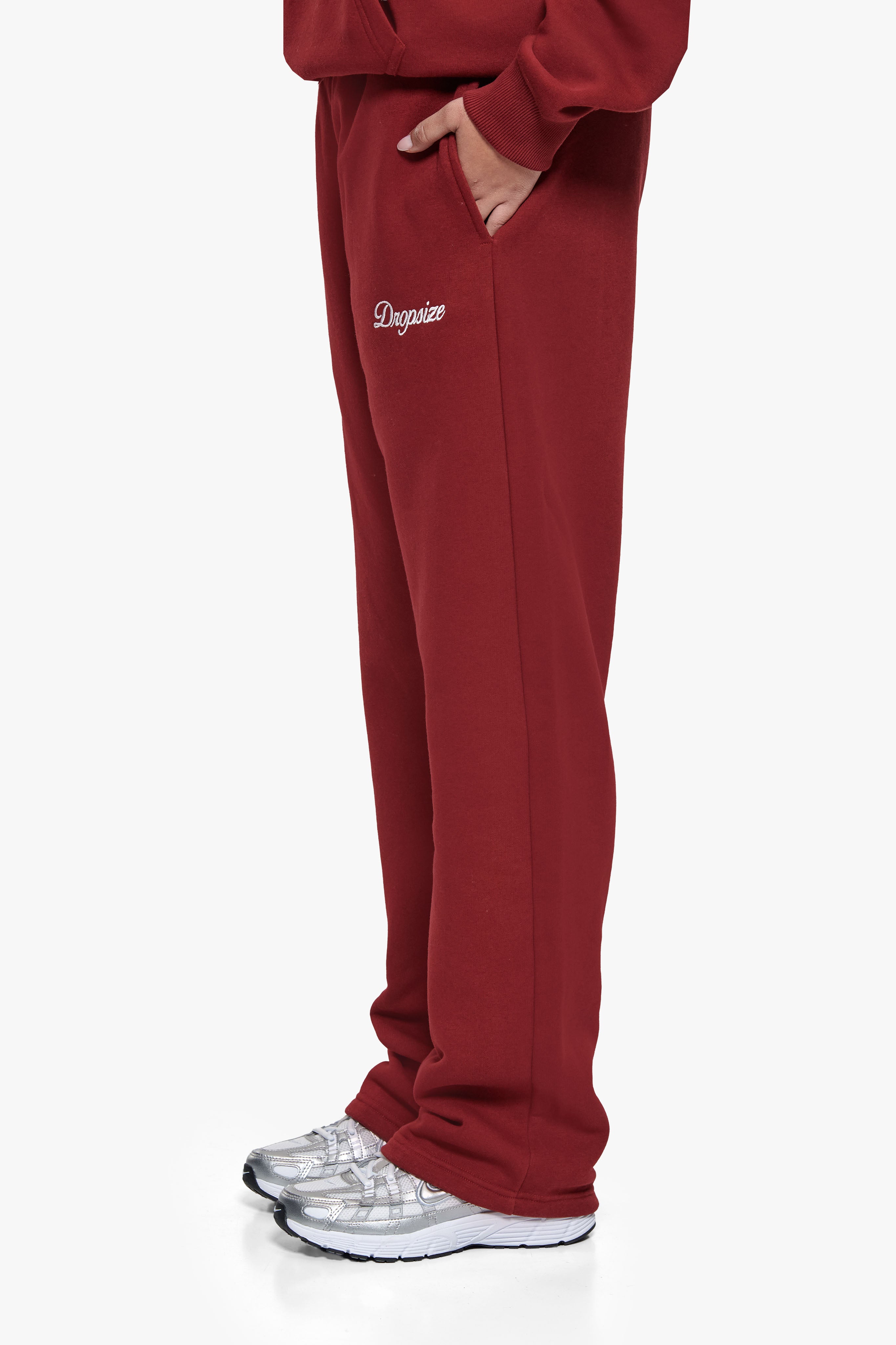 WOMEN CONTRAST OPEN LEG JOGGER CRANBERRY