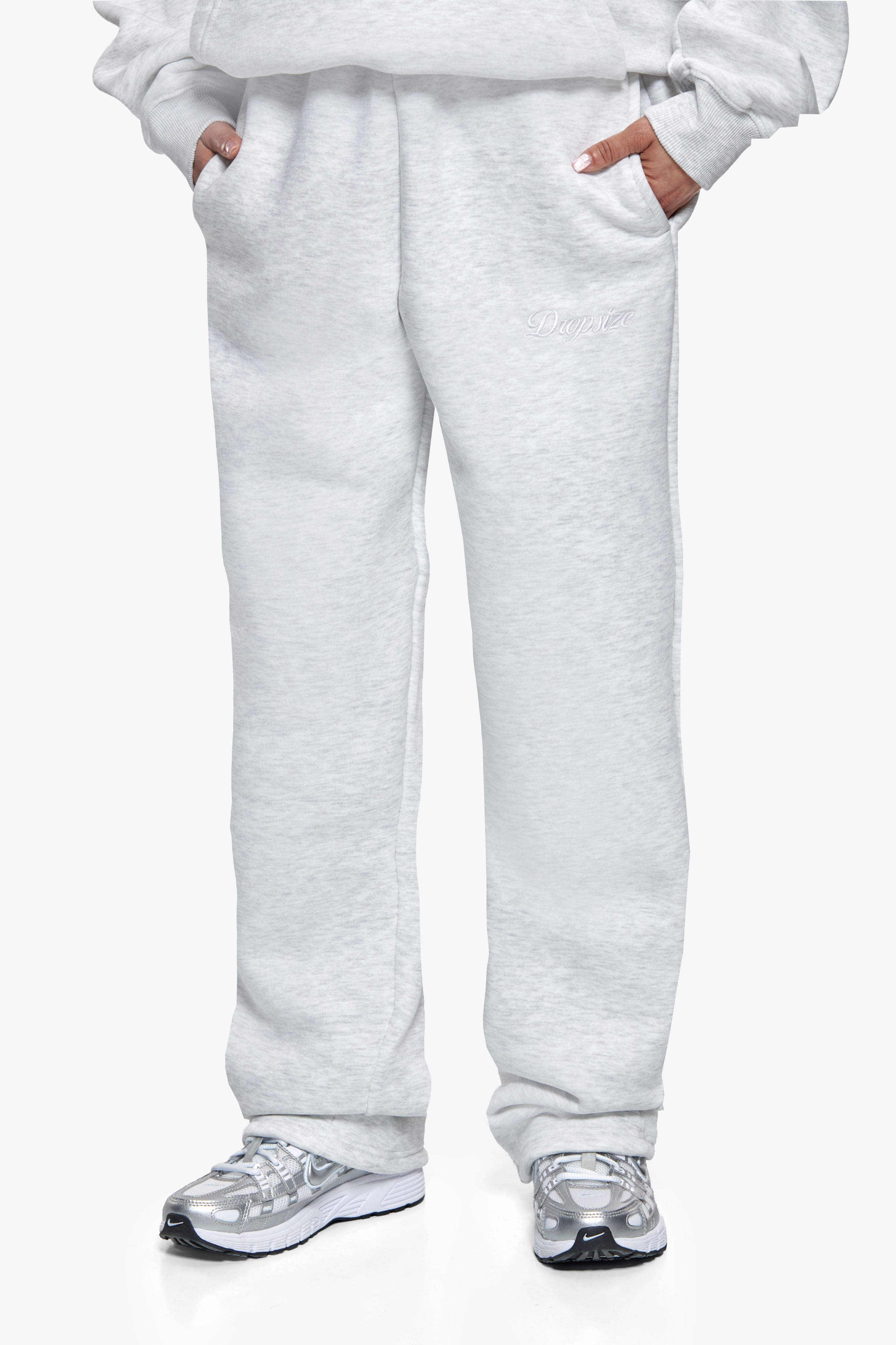 WOMEN CONTRAST OPEN LEG JOGGER GREY MELANGE
