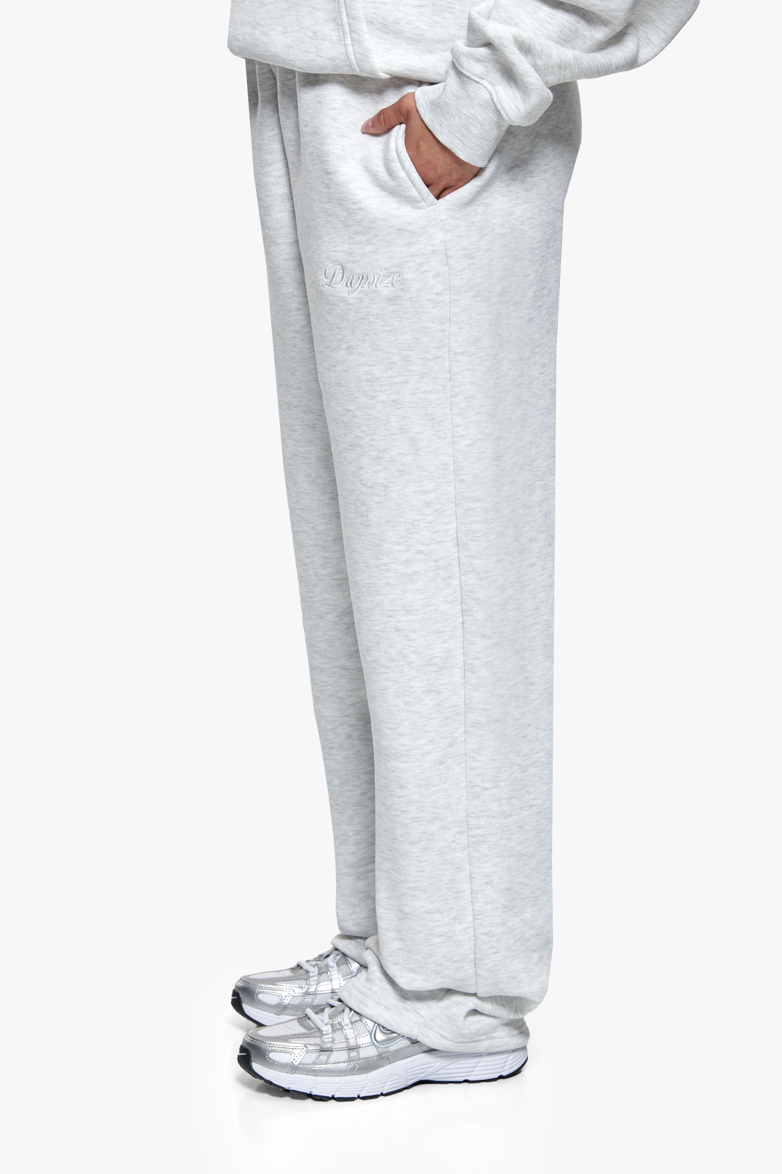 WOMEN CONTRAST OPEN LEG JOGGER GREY MELANGE