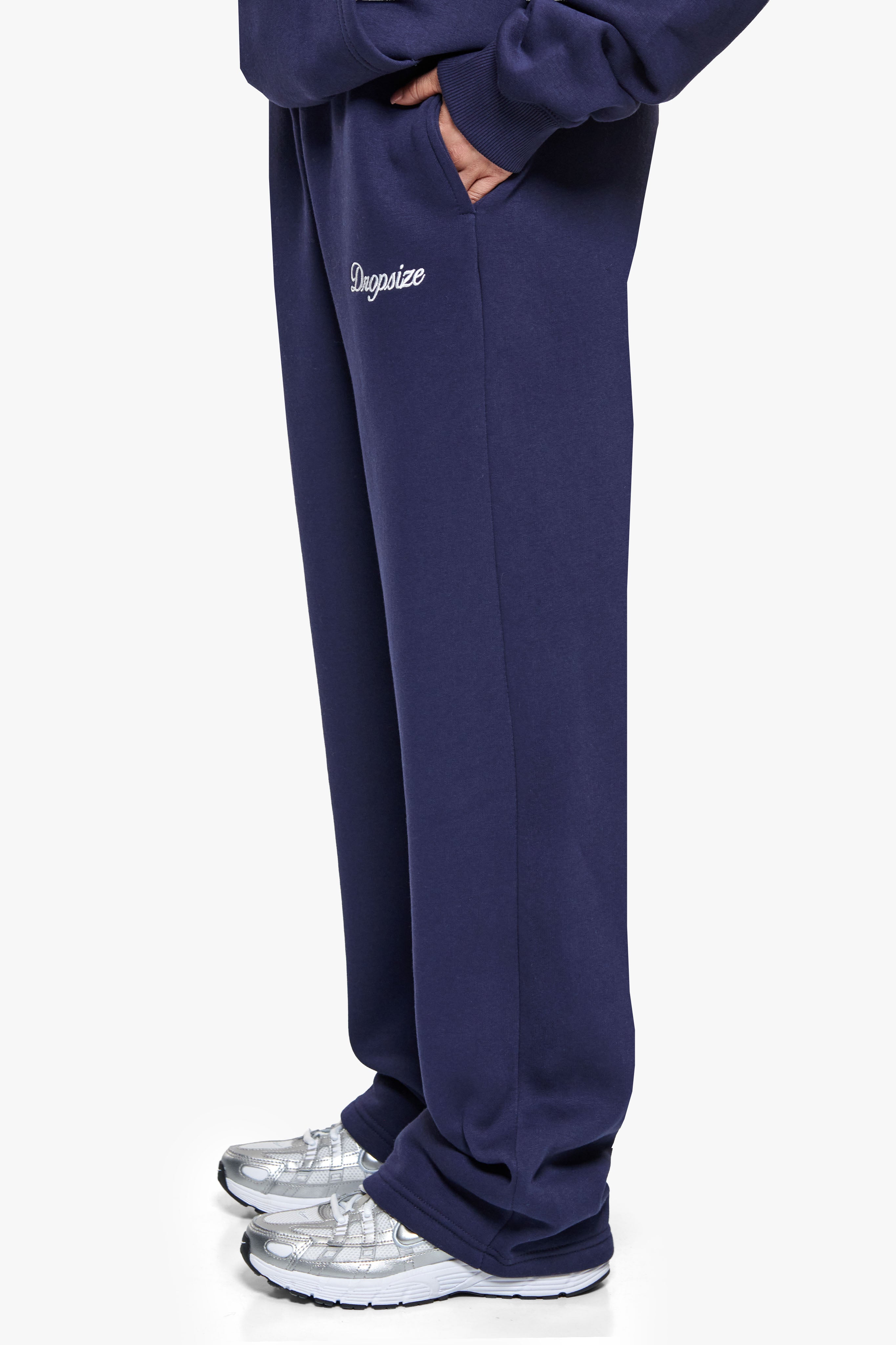 WOMEN CONTRAST OPEN LEG JOGGER NAVY