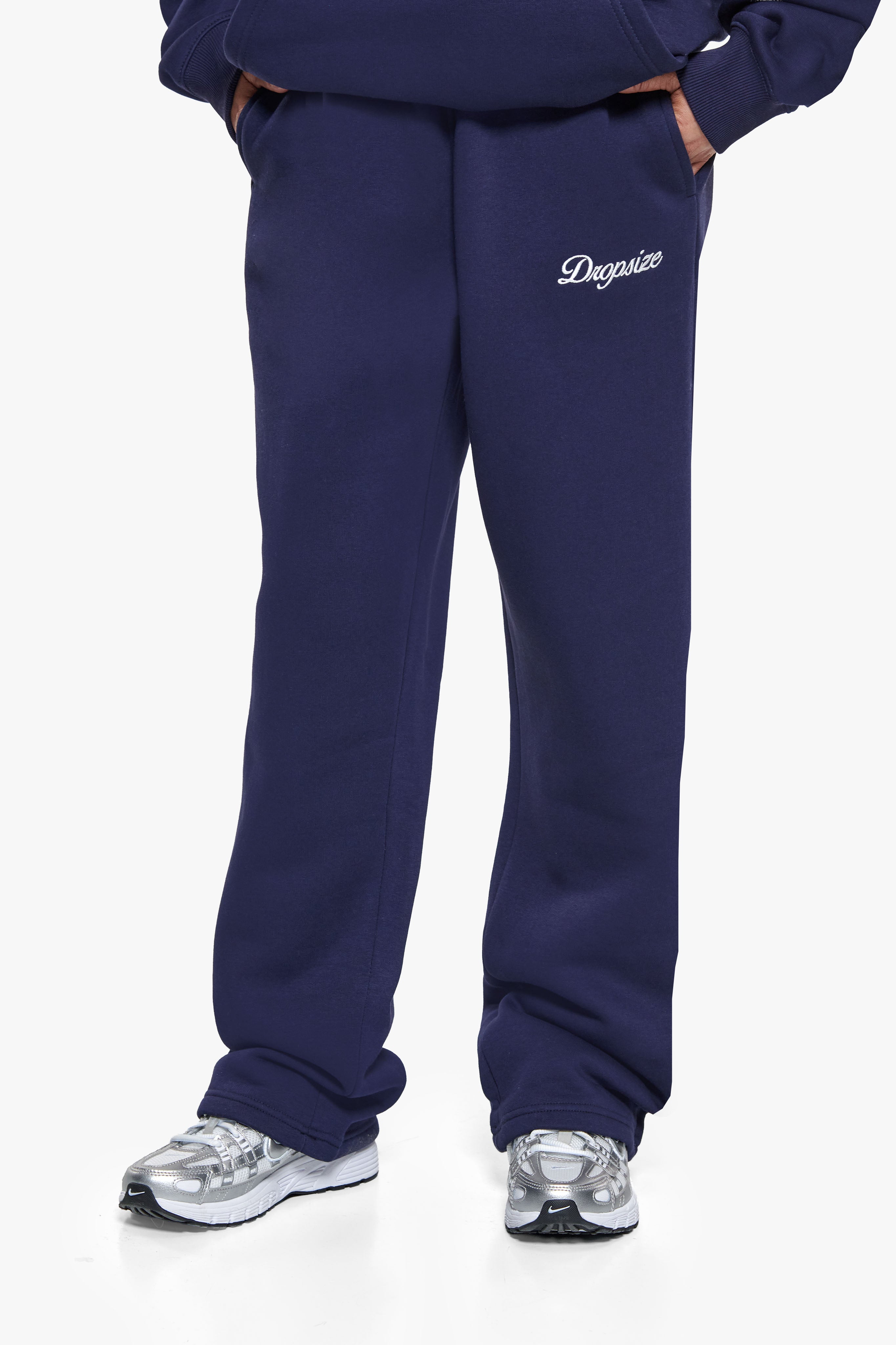 WOMEN CONTRAST OPEN LEG JOGGER NAVY