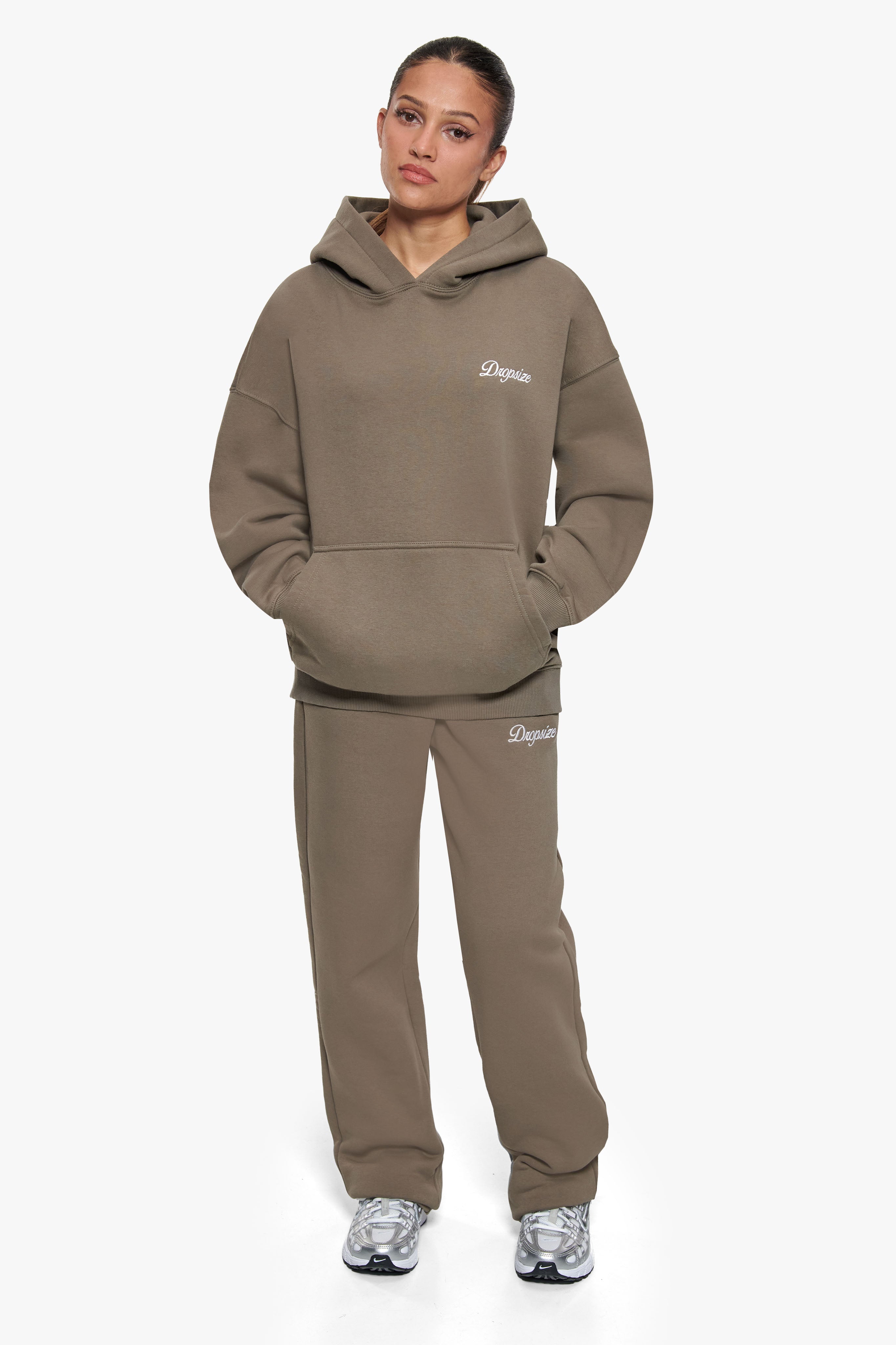 WOMEN CONTRAST OPEN LEG JOGGER SAFARI GREEN