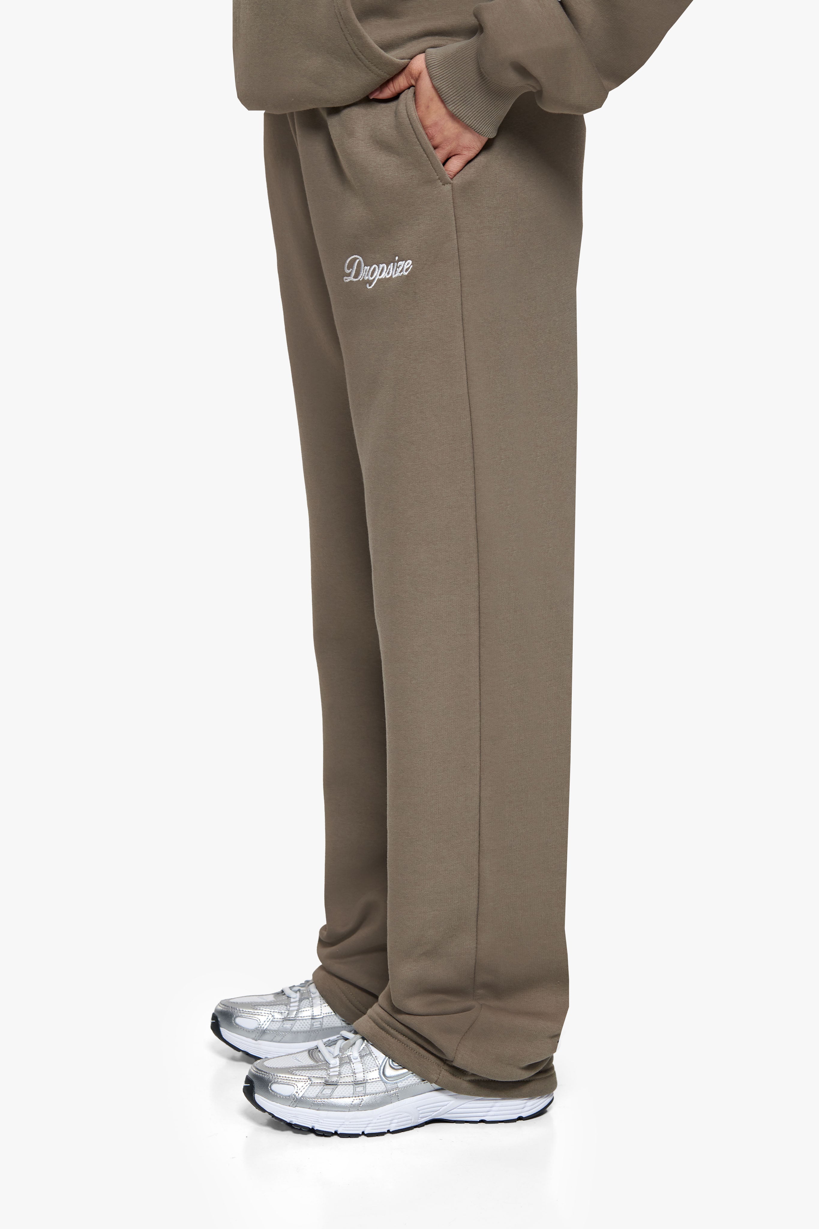 WOMEN CONTRAST OPEN LEG JOGGER SAFARI GREEN
