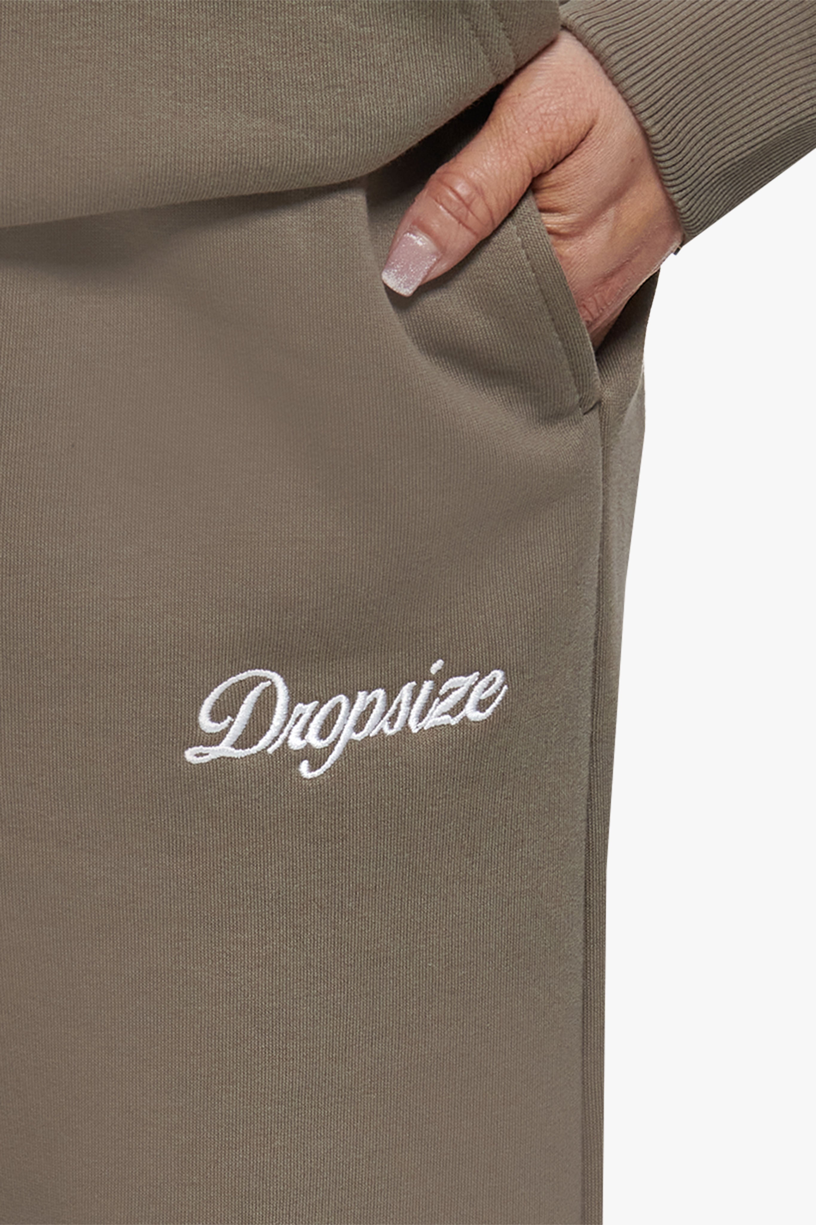 WOMEN CONTRAST OPEN LEG JOGGER SAFARI GREEN