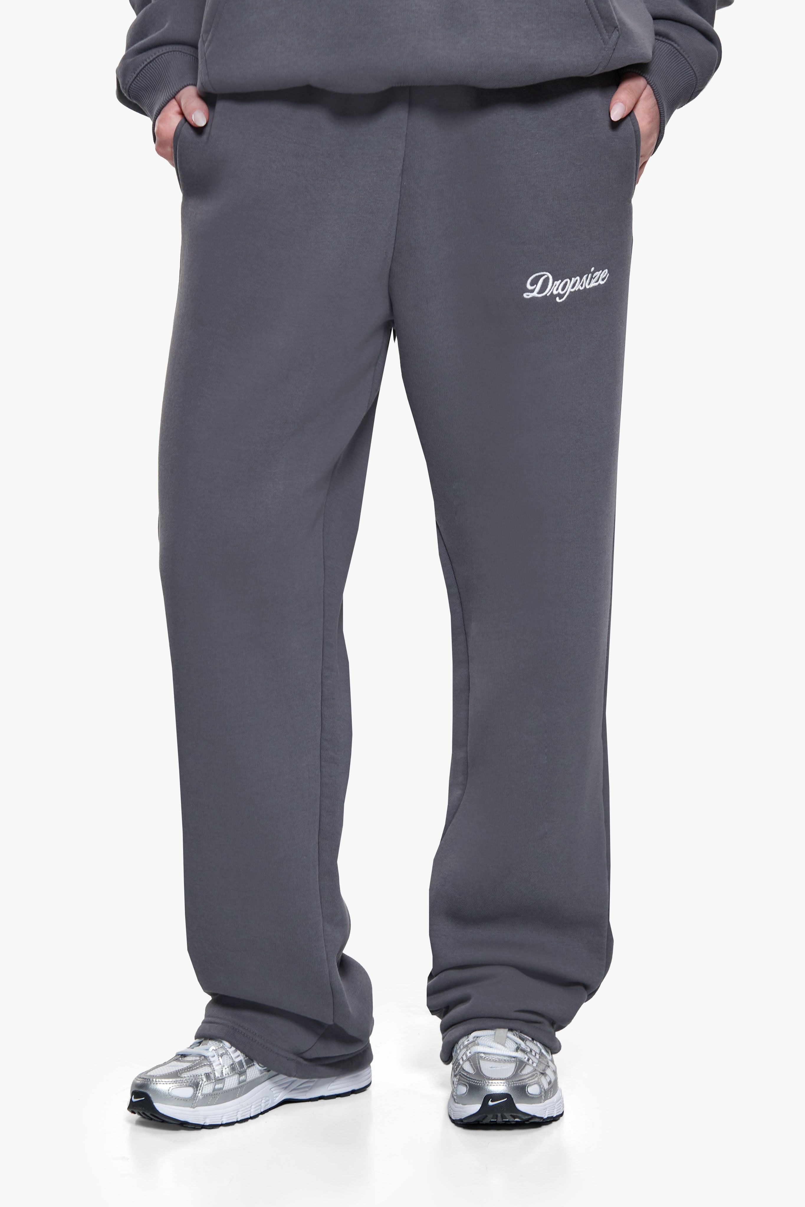 WOMEN CONTRAST OPEN LEG JOGGER STEEL GREY
