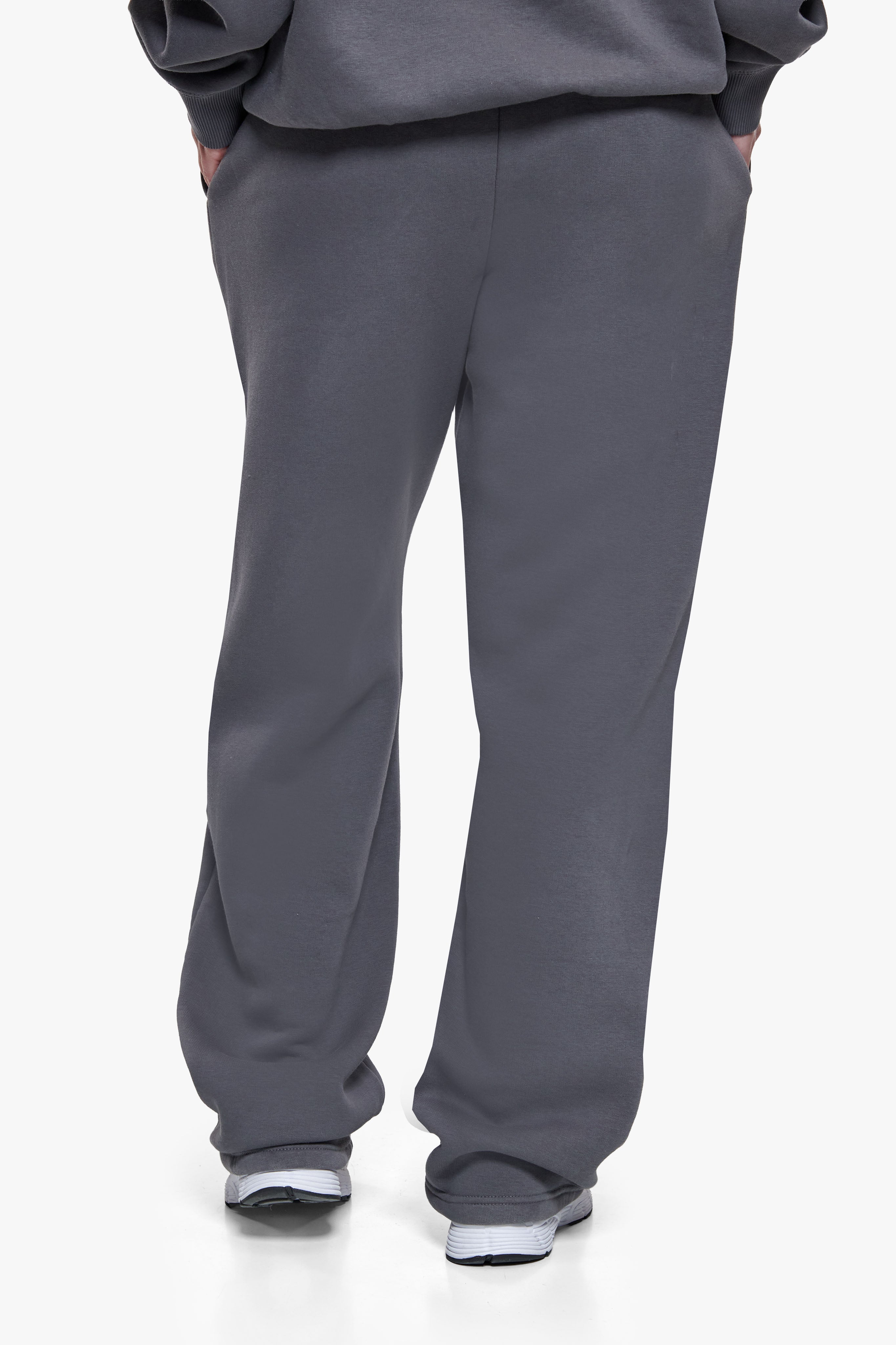 WOMEN CONTRAST OPEN LEG JOGGER STEEL GREY