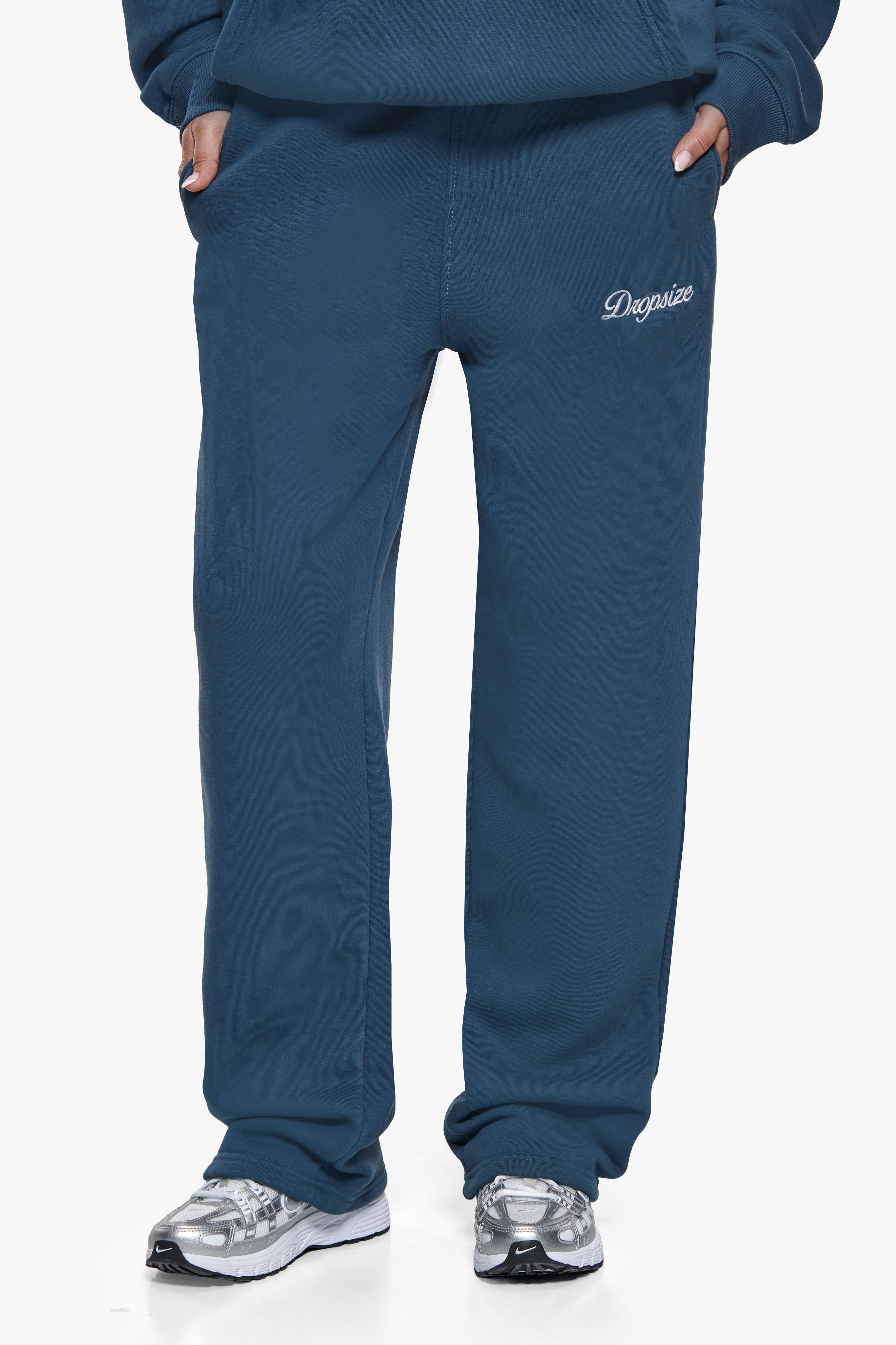 WOMEN CONTRAST OPEN LEG JOGGER TEAL