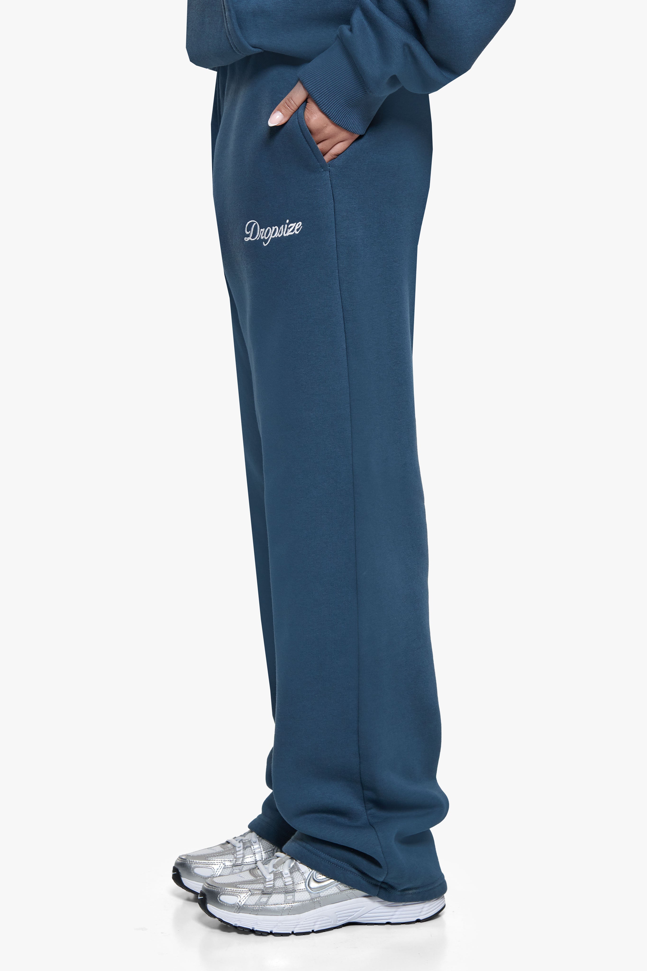 WOMEN CONTRAST OPEN LEG JOGGER TEAL