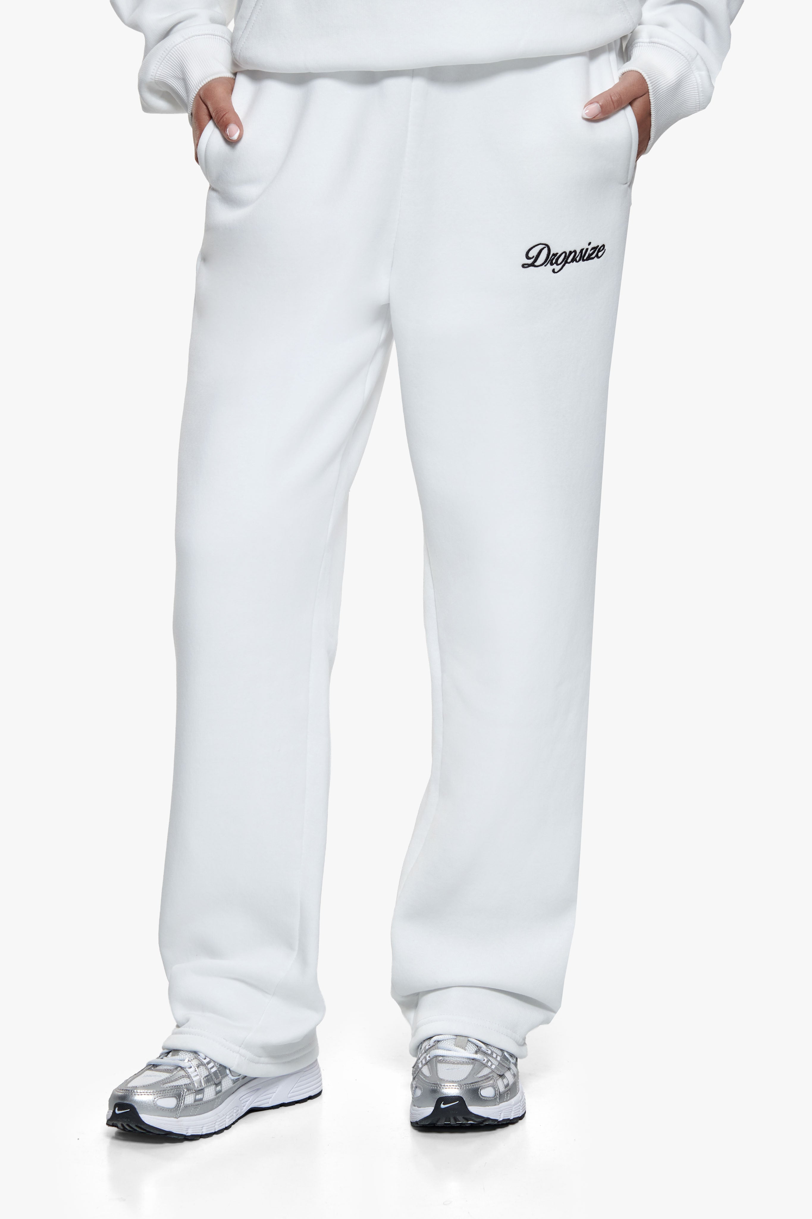 WOMEN CONTRAST OPEN LEG JOGGER WHITE