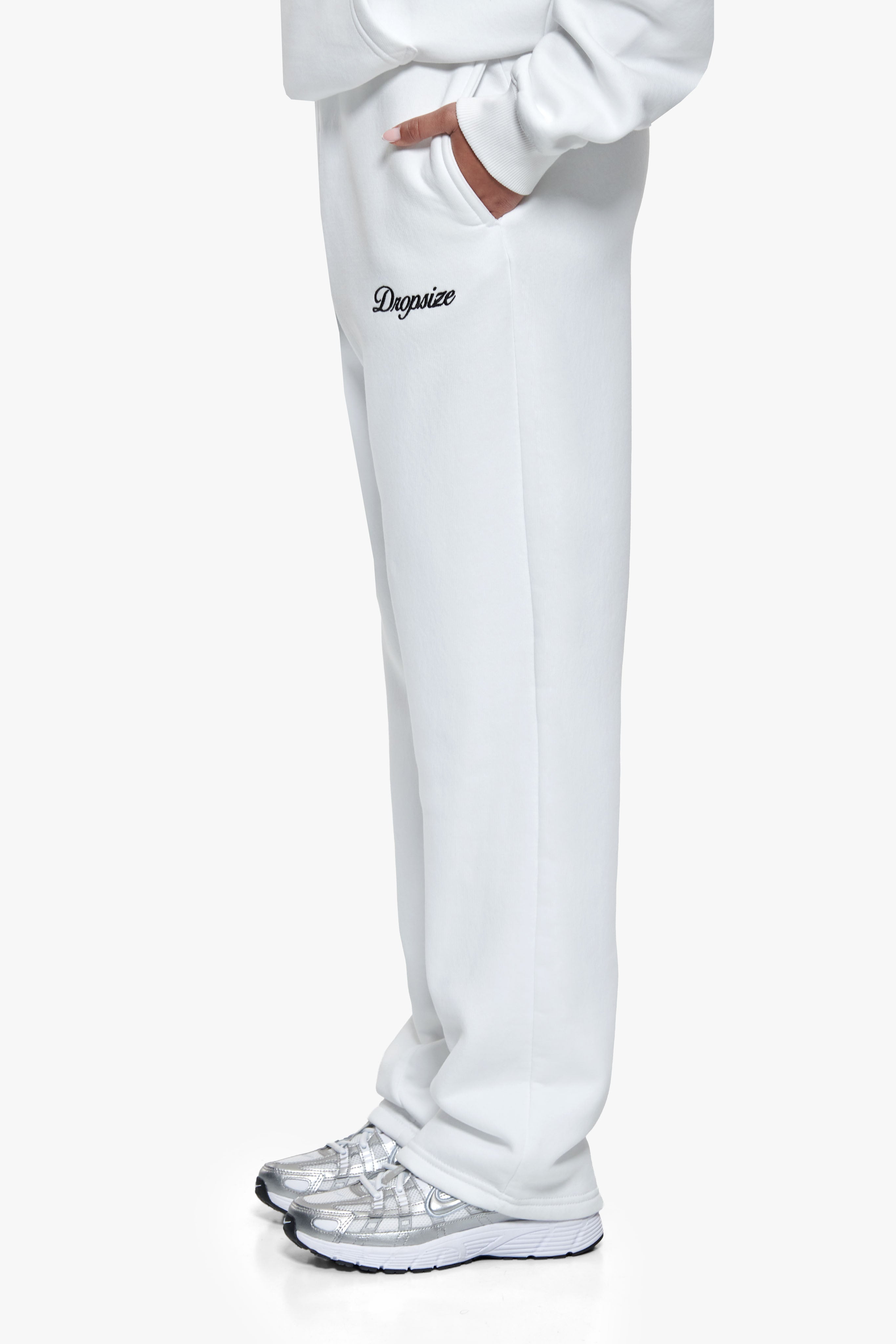 WOMEN CONTRAST OPEN LEG JOGGER WHITE