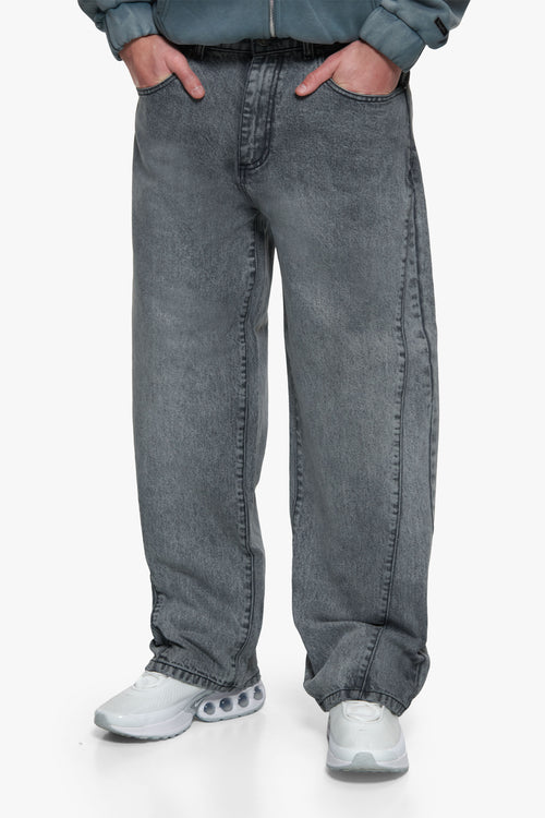 PLEATED RELAXED FIT JEANS ICE GREY