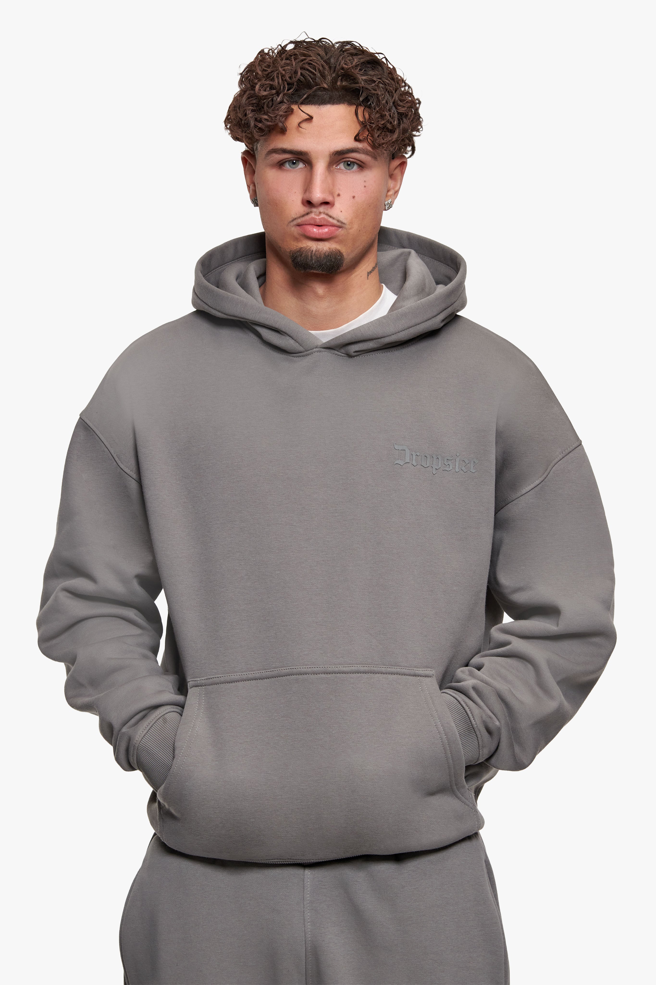 HEAVY OVERSIZE HD LOGO HOODIE  GREY