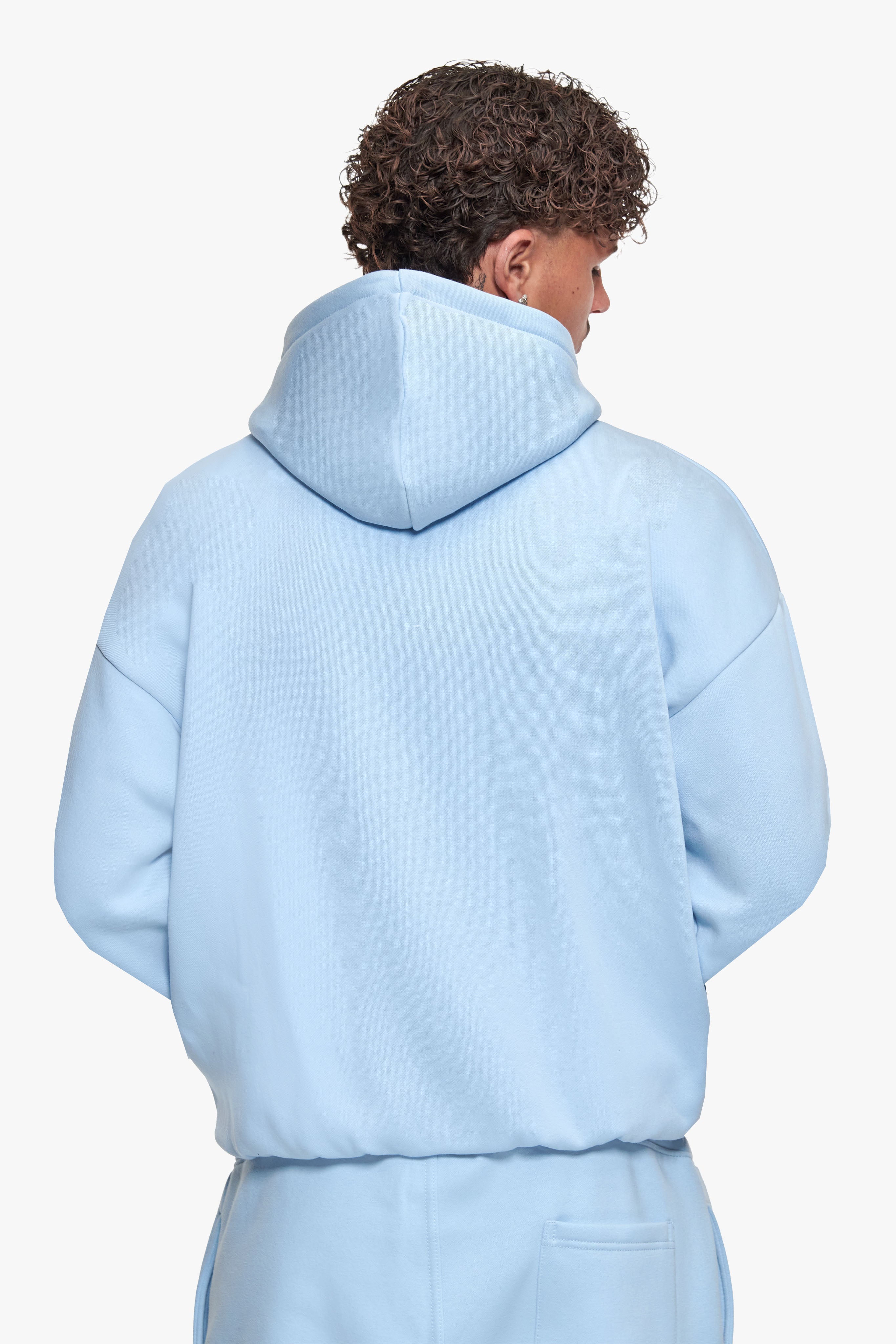 SUPER HEAVY OVERSIZE BLANK ZIP HOODIE BABY BLUE