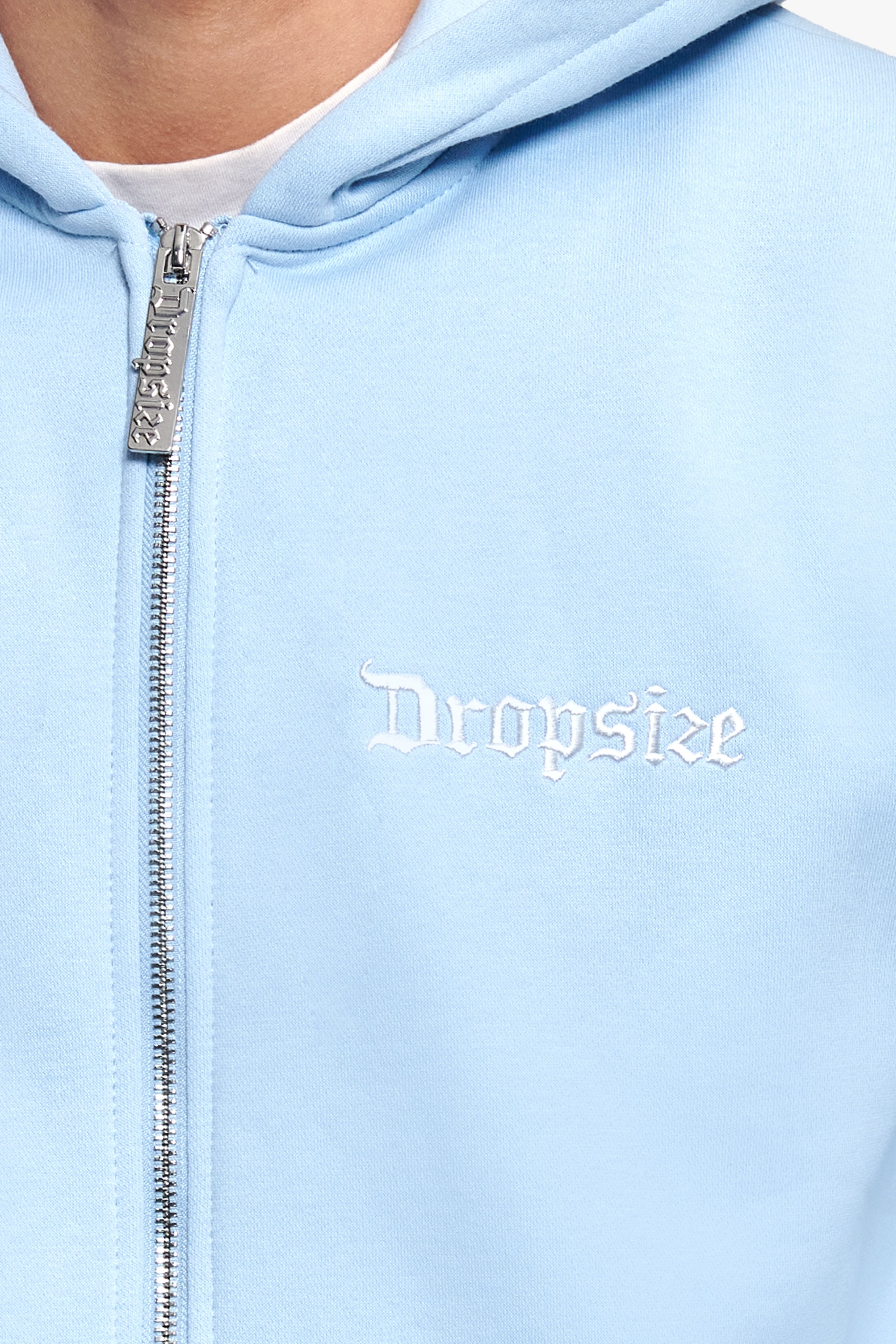 SUPER HEAVY OVERSIZE BLANK ZIP HOODIE BABY BLUE