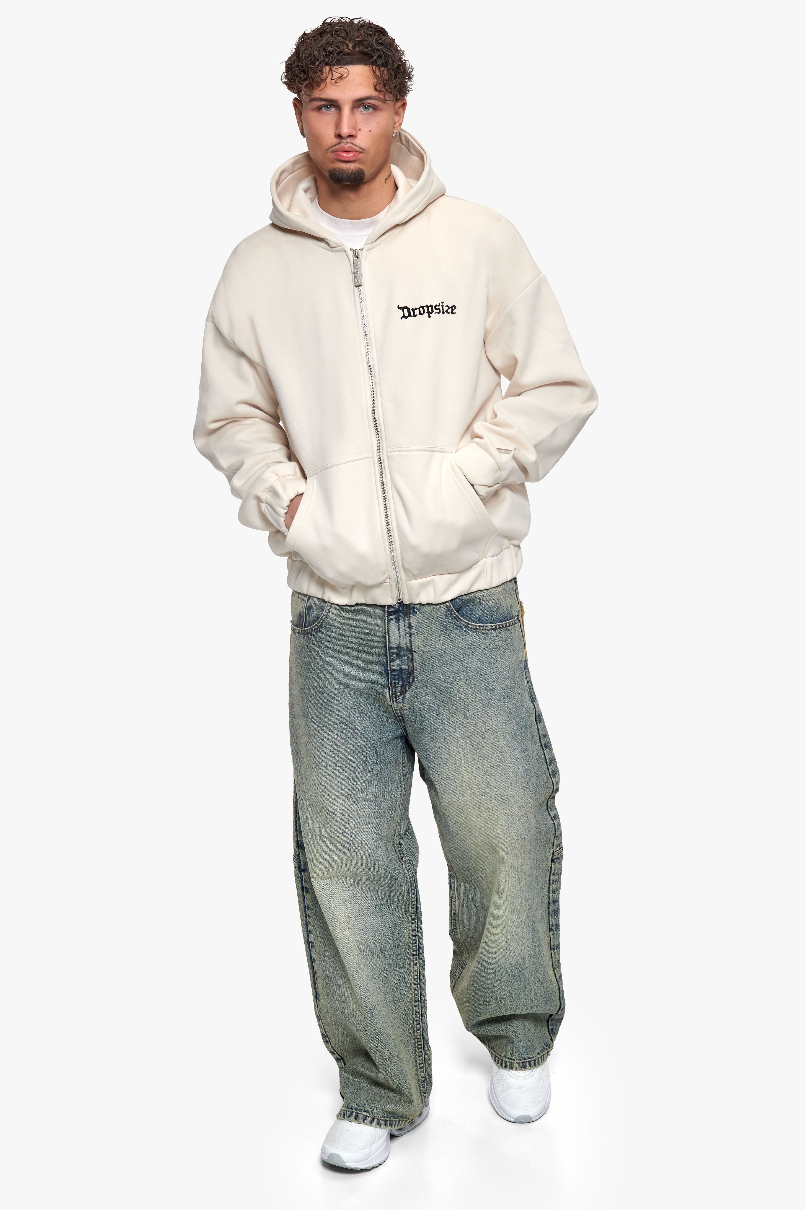 OVERSIZE BLANK ZIP HOODIE COCONUT MILK