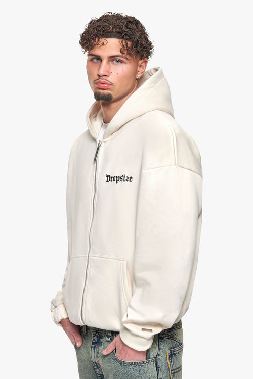 OVERSIZE BLANK ZIP HOODIE COCONUT MILK