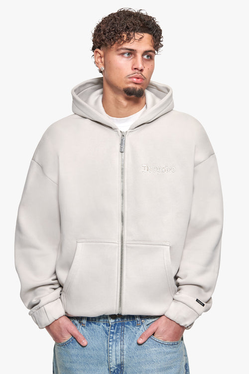 OVERSIZE BLANK ZIP HOODIE MOON BEAM